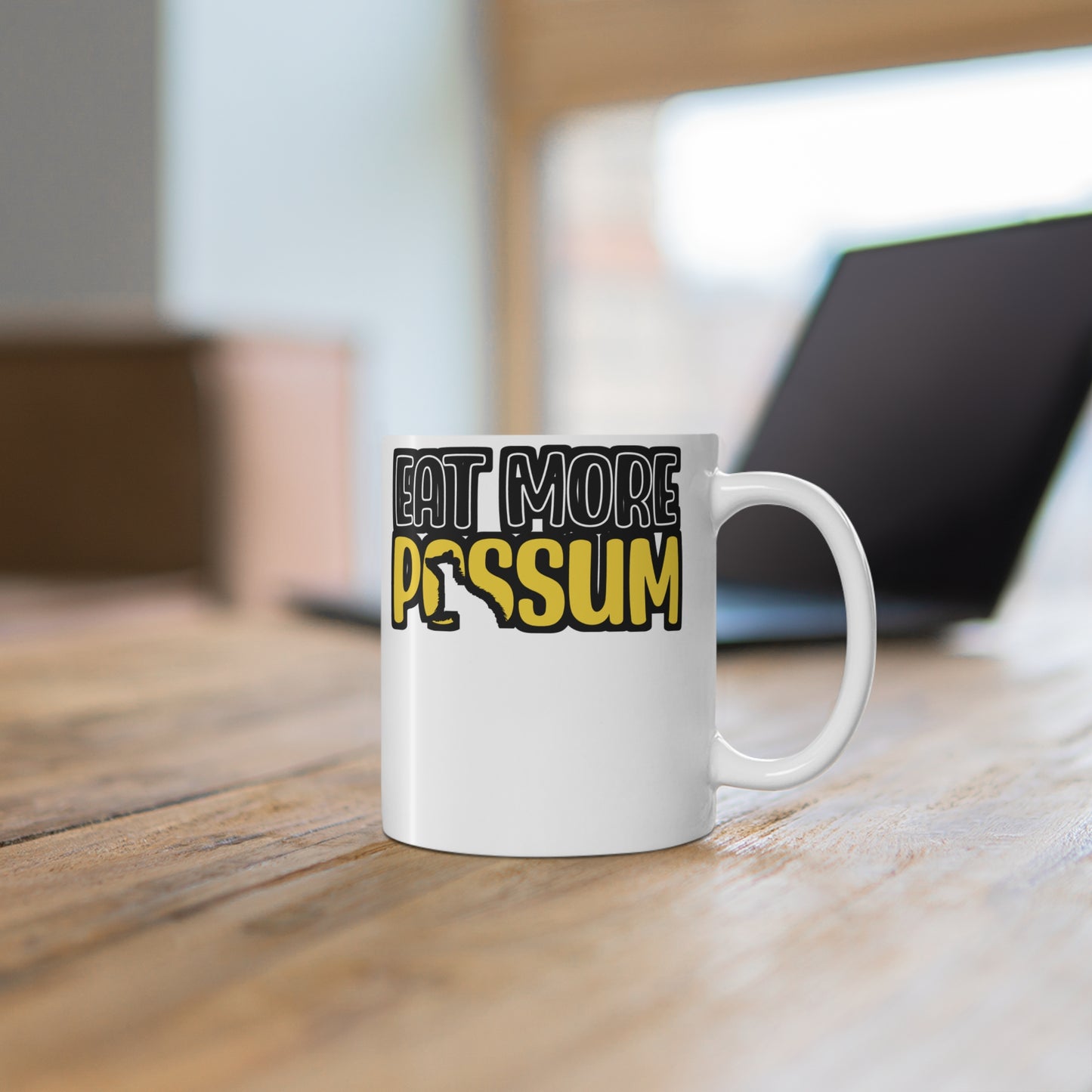 Eat More Possum - Hillybilly Mug for Coffee 11oz. Hillybilly Cup, White ceramic, Redneck Mug, Southerner Tea Cup - Hillybilly Gift