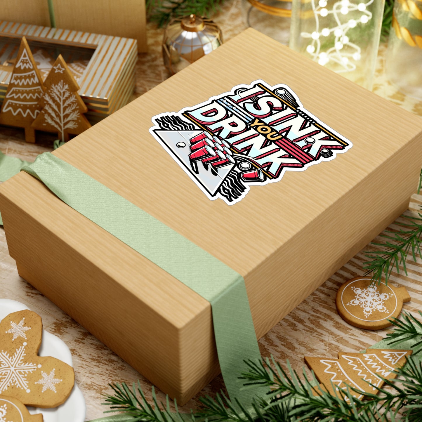 I Sink You Drink – Beer Pong Vinyl Decal for Car Window, Laptop, Water Bottle | Fun Game Gift Sticker