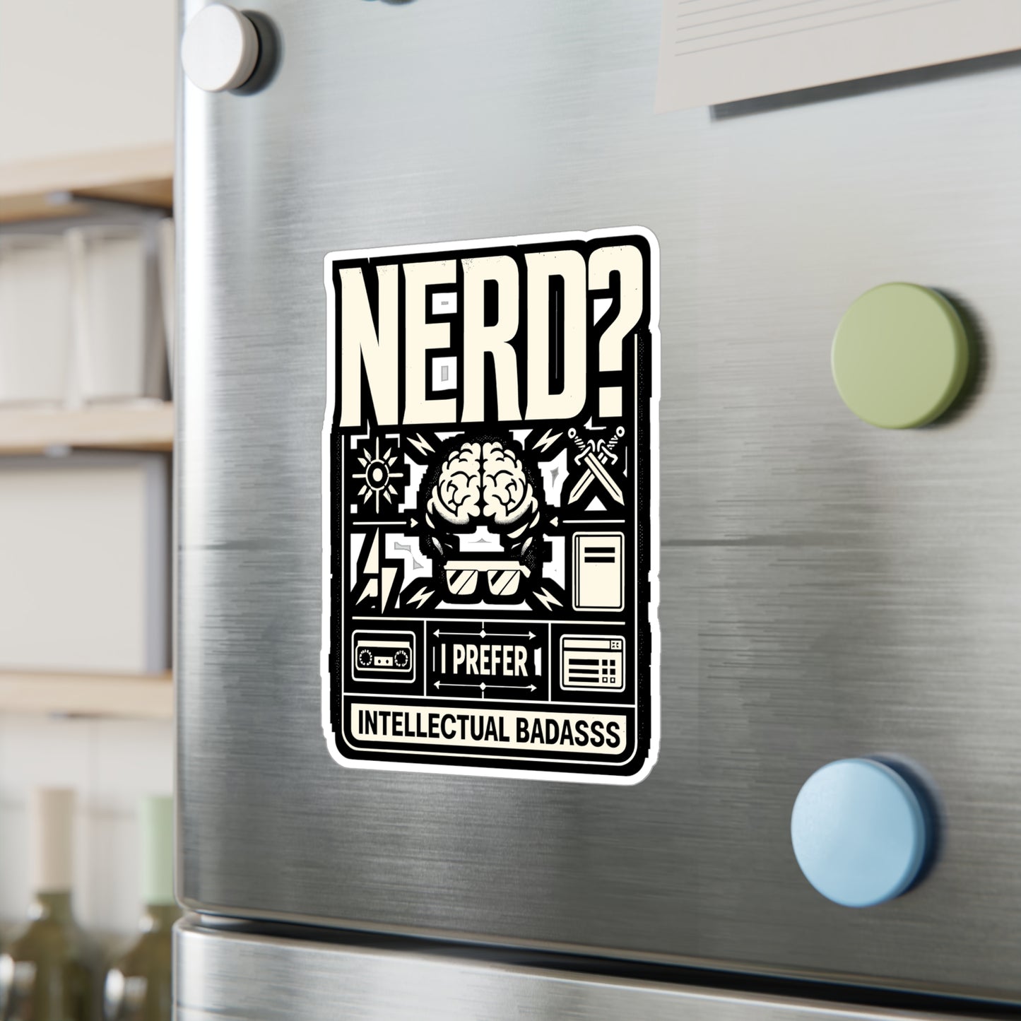 Nerd? I Prefer Intellectual Badass - Nerd Sticker for Laptop Sticker. Water Bottle Sticker, Vinyl Intellectual Decal - Nerd Gift