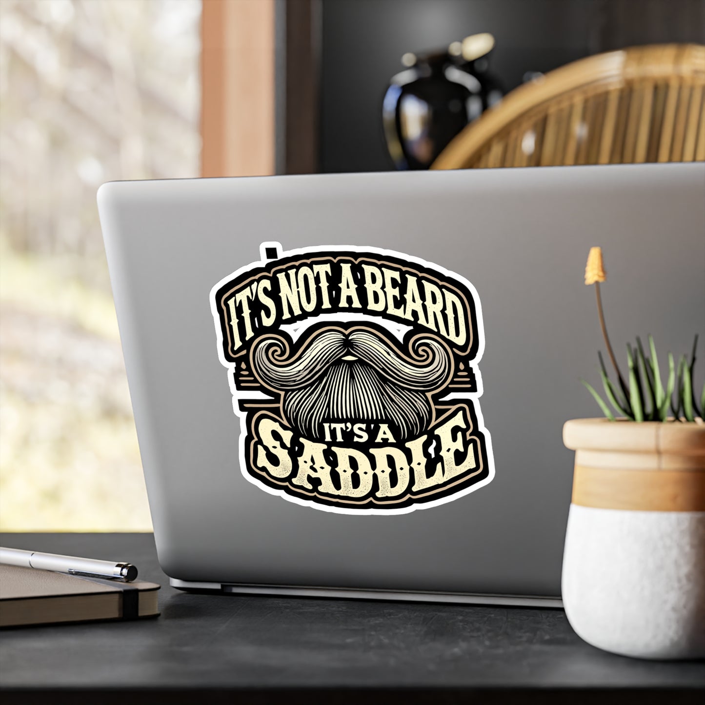 It's Not A Beard It's A Saddle - Beard Sticker for Laptop Sticker. Water Bottle Sticker, Vinyl Bearded Decal - Beard Gift