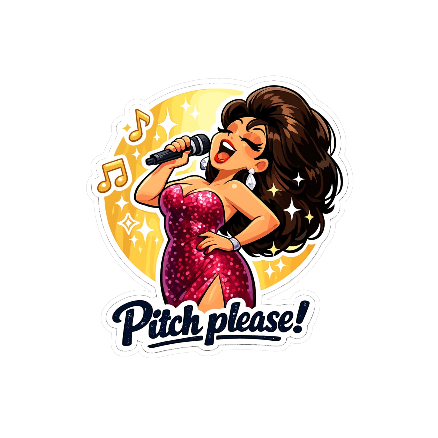 Karaoke Sticker Pitch Please Funny Music Beer Vibe Vinyl Waterproof Decals for Laptop Water Bottle