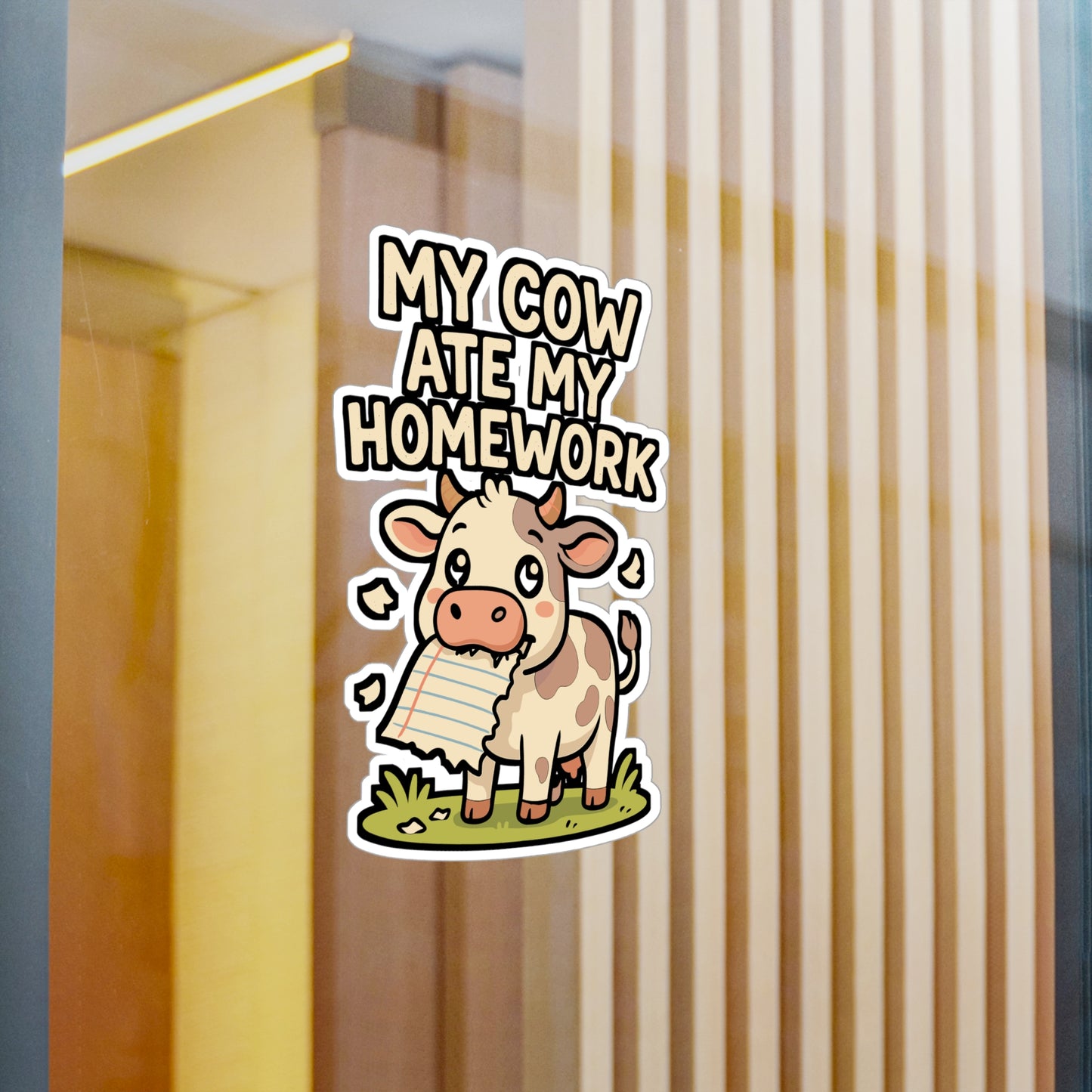 My Cow Ate My Homework – Funny Cow Sticker | Vinyl Decal for Laptop, Car Window or Water Bottle | Heifer & Cattle Lover Gift