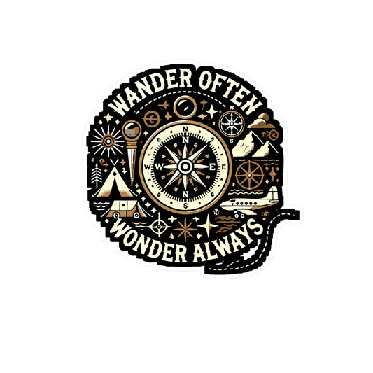 Wander Often, Wonder Always - Wander Sticker for Laptop Sticker. Water Bottle Sticker, Vinyl Wonder Decal - Wander Gift