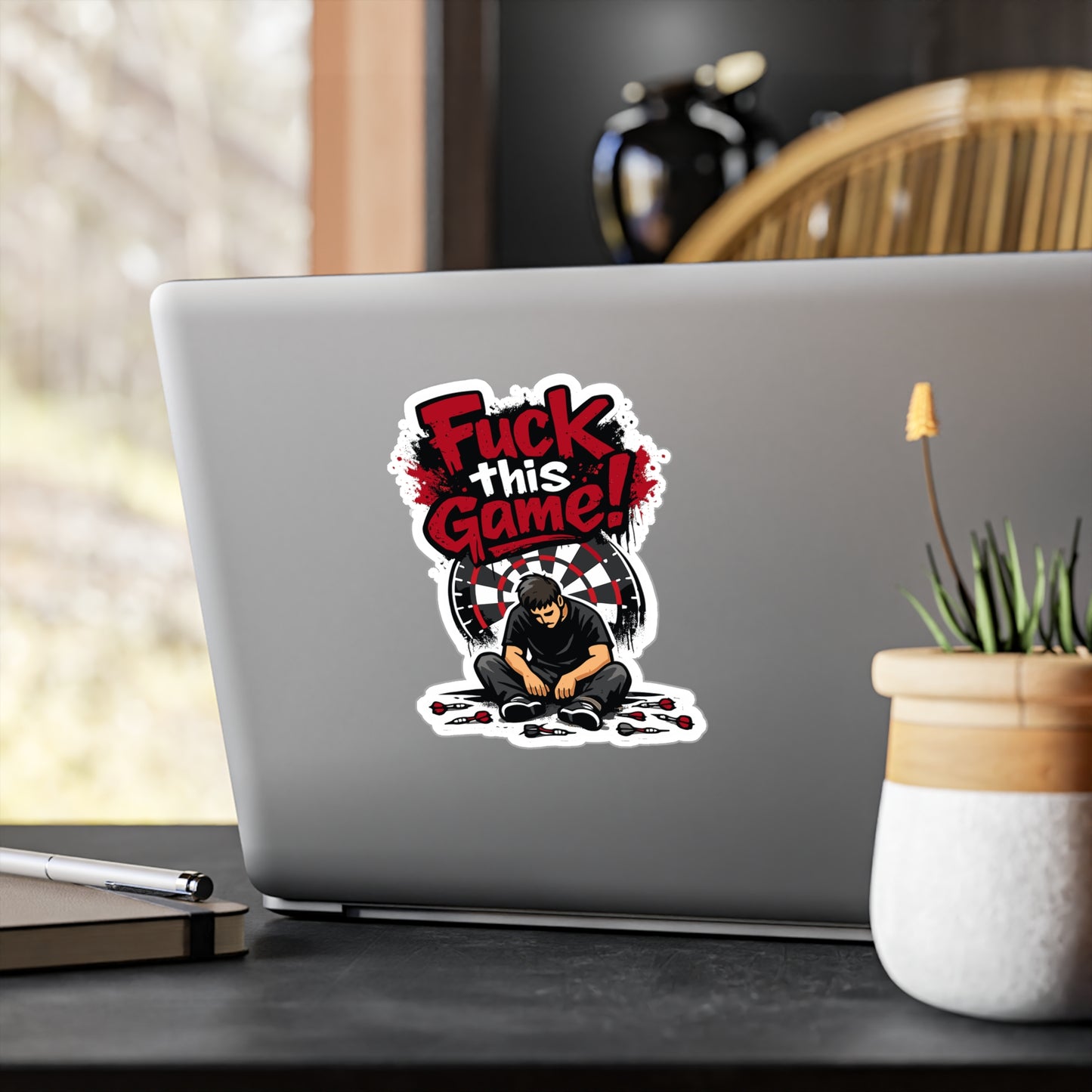 Dart Sticker "Fuck this game!" Funny Dartboard Drinking Team Vinyl Sticker Decals Waterproof for Laptop Water Bottle