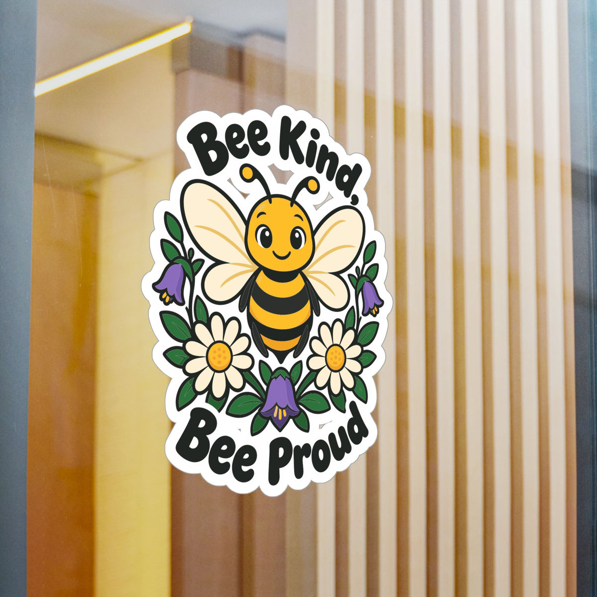 Plants Sticker - Bee Kind, Bee Proud Dandelion Design Inspired by Nature and Friendship, Decals for Laptop and Water Bottle
