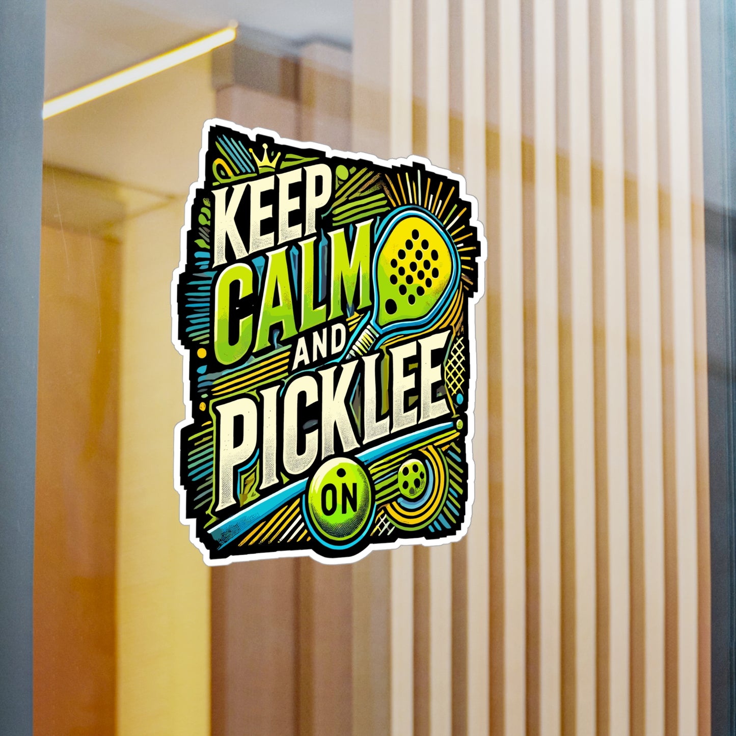 Keep Calm And Pickle On - Pickleball Sticker for Laptop Sticker. Water Bottle Sticker, Vinyl Dink Decal - Pickleball Gift