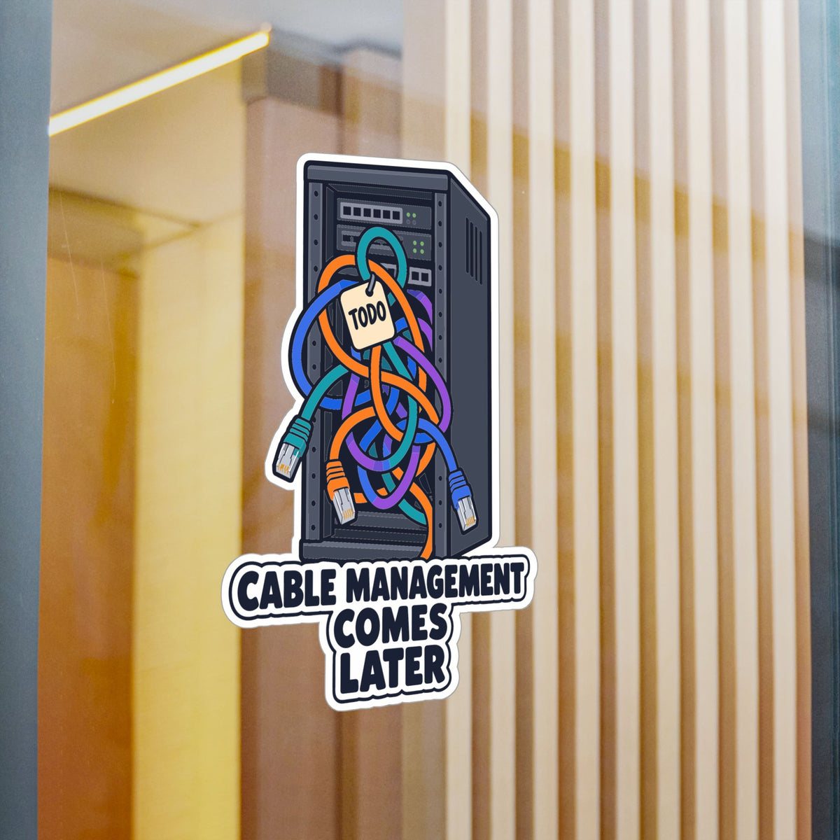 Tech Sticker – Cable Management Comes Later, Funny Reboot Button and Bandage Design Decals for Laptop and Water Bottle