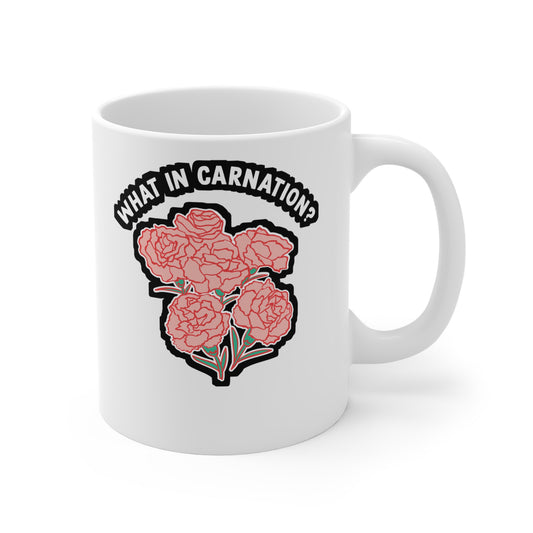 What In Carnation Gardening - Carnation Mug for Coffee 11oz. Carnation Cup, White ceramic, Florists Mug, Gardening Tea Cup - Carnation Gift