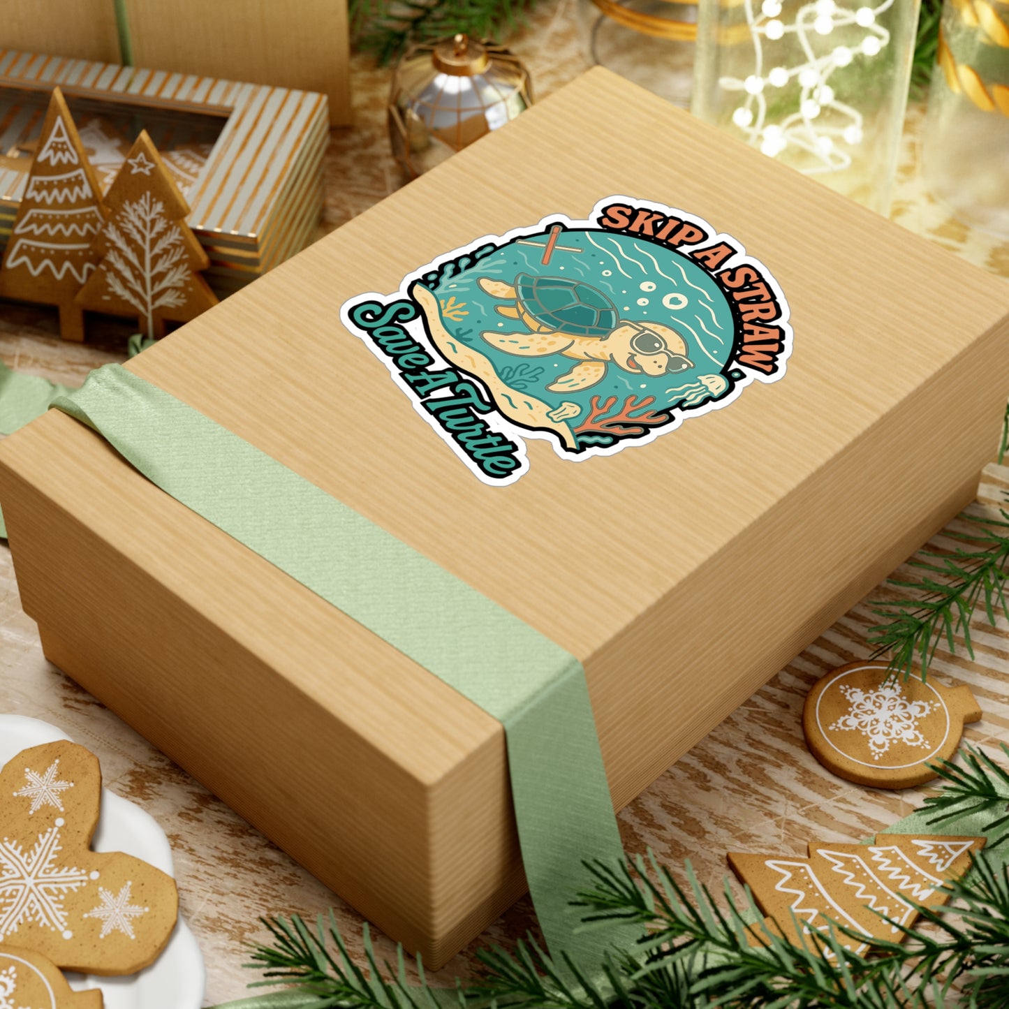 Skip A Straw Save A Turtle - Turtle Sticker for Water Bottles, Laptops, Eco-Friendly Gift for Ocean Lovers