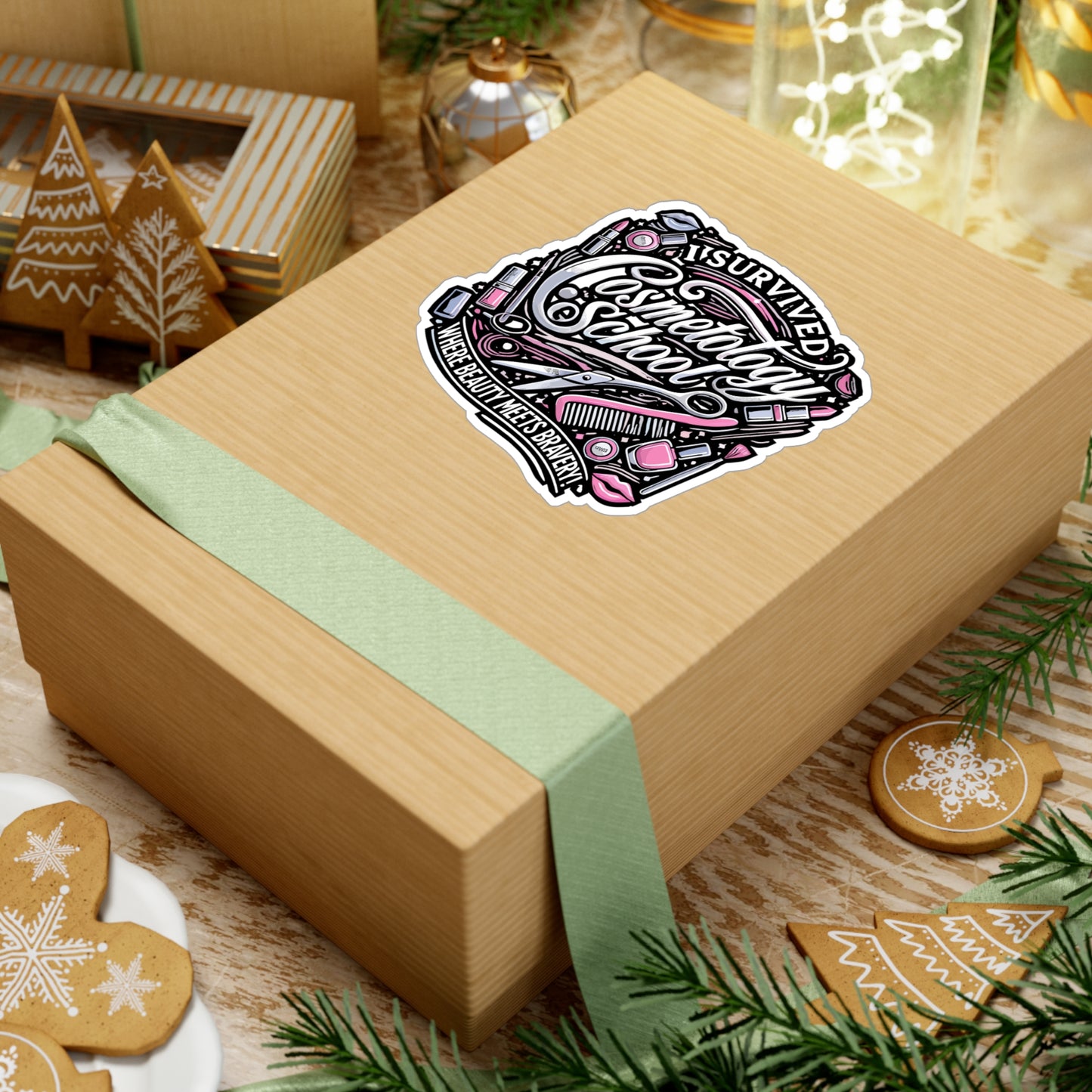 I Survived Cosmetology School - Esthetician Sticker for Laptop Sticker. Water Bottle Sticker, Vinyl Dermatologist Decal - Esthetician Gift