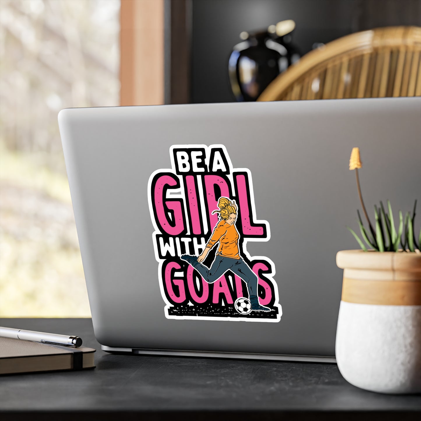 Be A Girl With Goals - Soccer Sticker for Car Window Laptop Sticker. Water Bottle Sticker, Vinyl Goal Decal, Kick Sticker - Soccer Gift