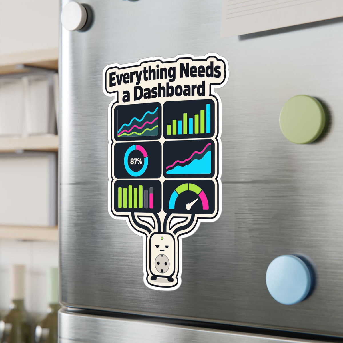 Tech Sticker - Everything Needs A Dashboard, Reboot Button and Bandage Decals for Laptop and Water Bottle