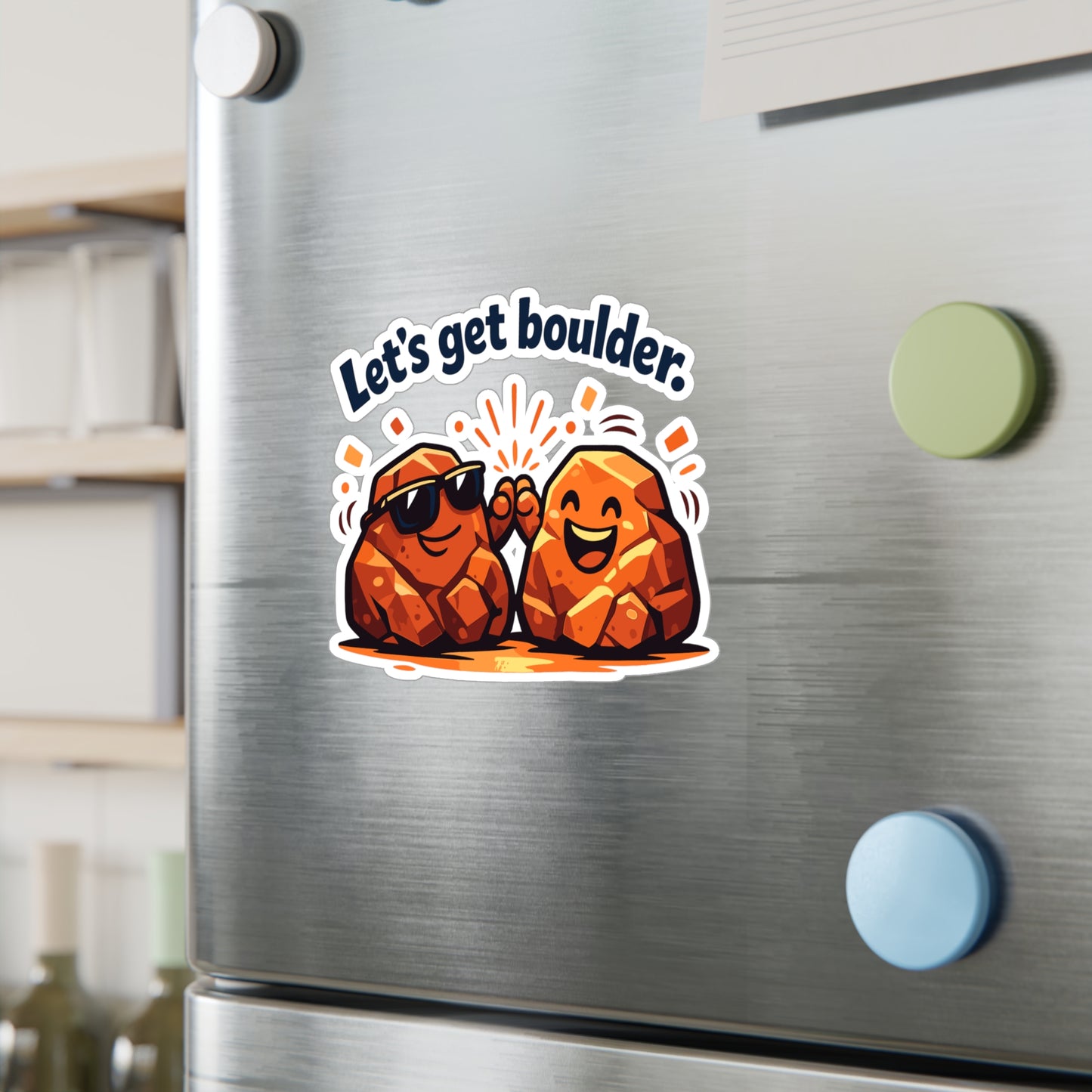 Geologie Sticker “Let's get boulder.” Funny Geology Rocks Minerals Tectonics Decals, Waterproof Vinyl for Laptop Water Bottle