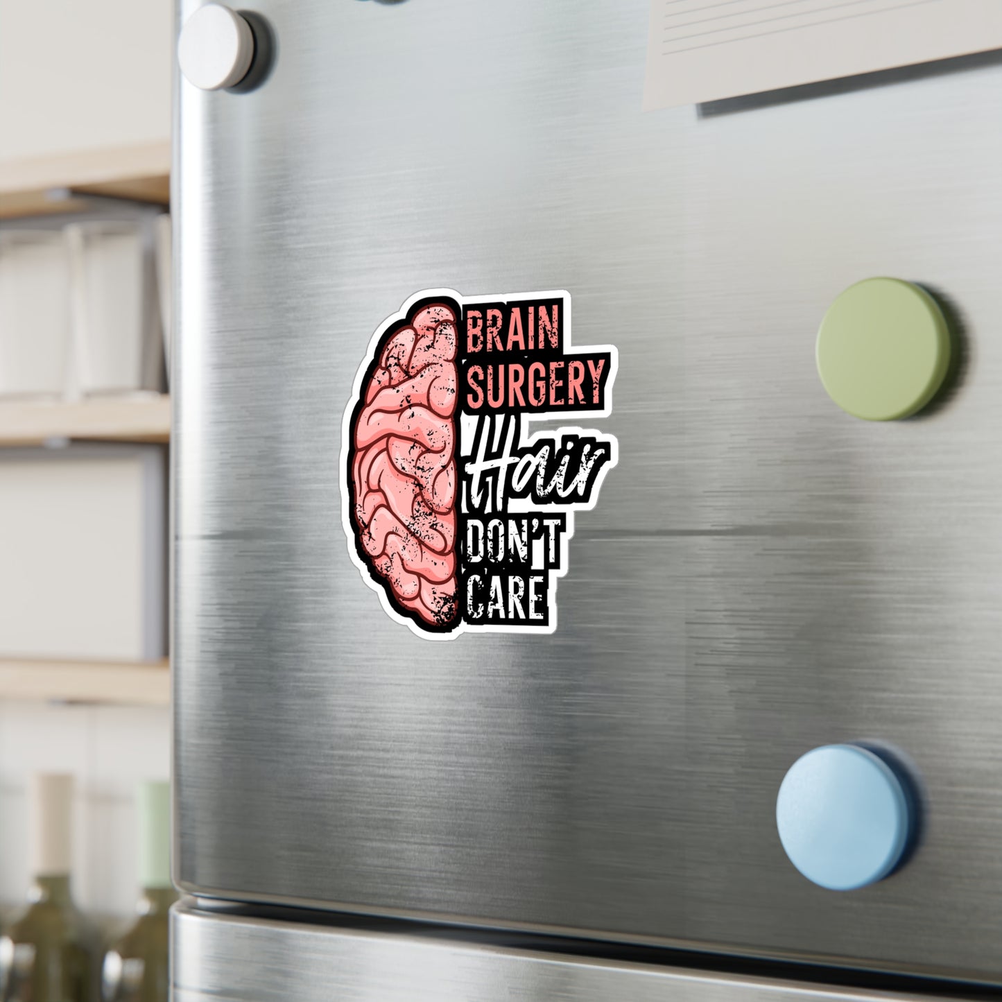 Brain Surgery Hair Don't Care - Brain-surgery Sticker for Laptop Sticker. Water Bottle Sticker, Vinyl Skull Decal - Brain-surgery Gift