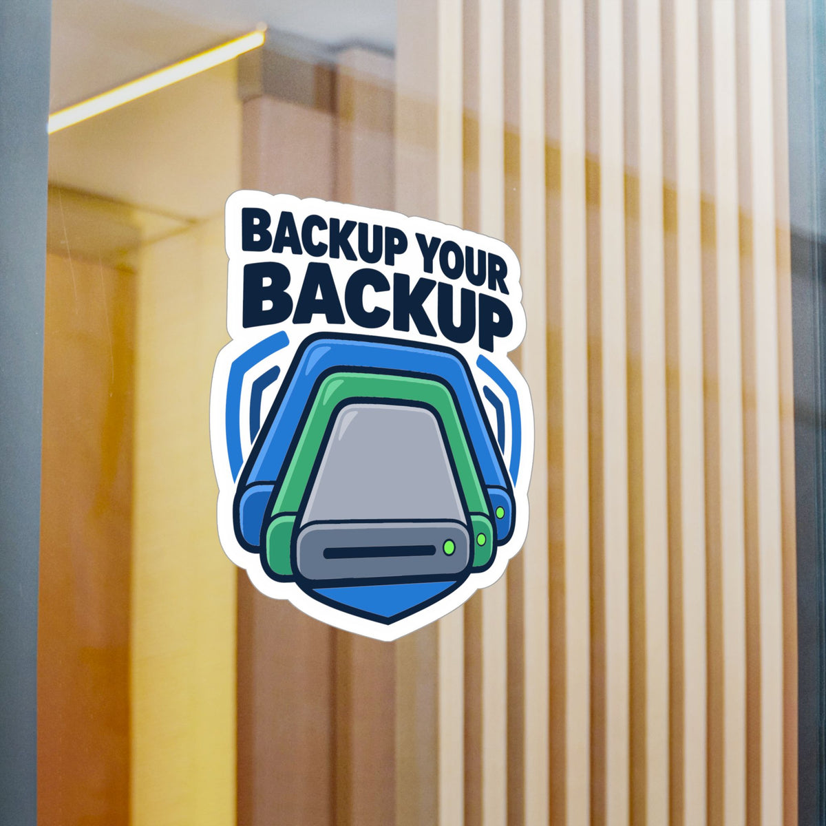 Tech Sticker – Backup Your Backup, Reboot Button and Bandage Design, Decals for Laptop and Water Bottle
