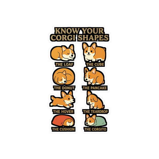 Know Your Corgi Shapes - Corgi Sticker for Laptop, Water Bottle, Dog Lovers Gift, Cute Pet Owner Accessory