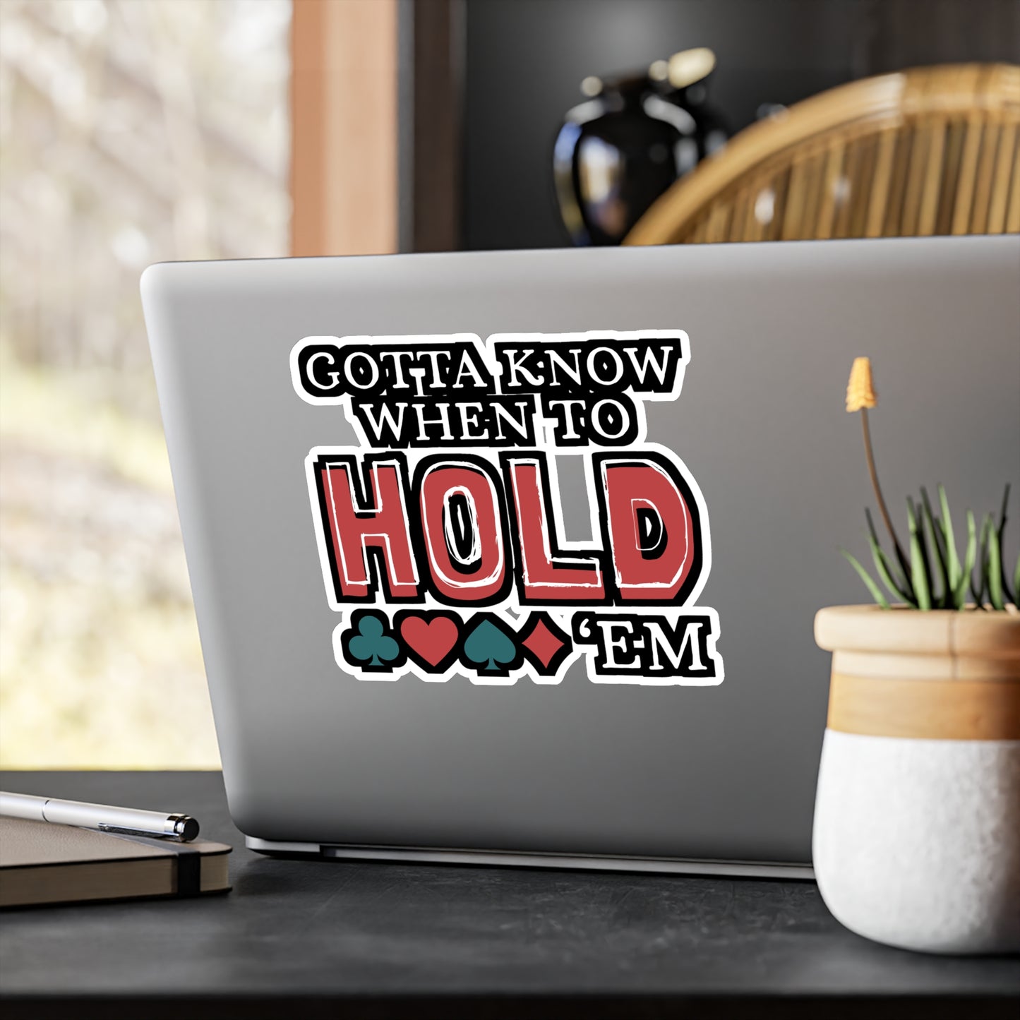 Gotta Know When To Hold 'Em - Poker Sticker for Laptop Sticker. Water Bottle Sticker, Vinyl Bluff Decal - Poker Gift