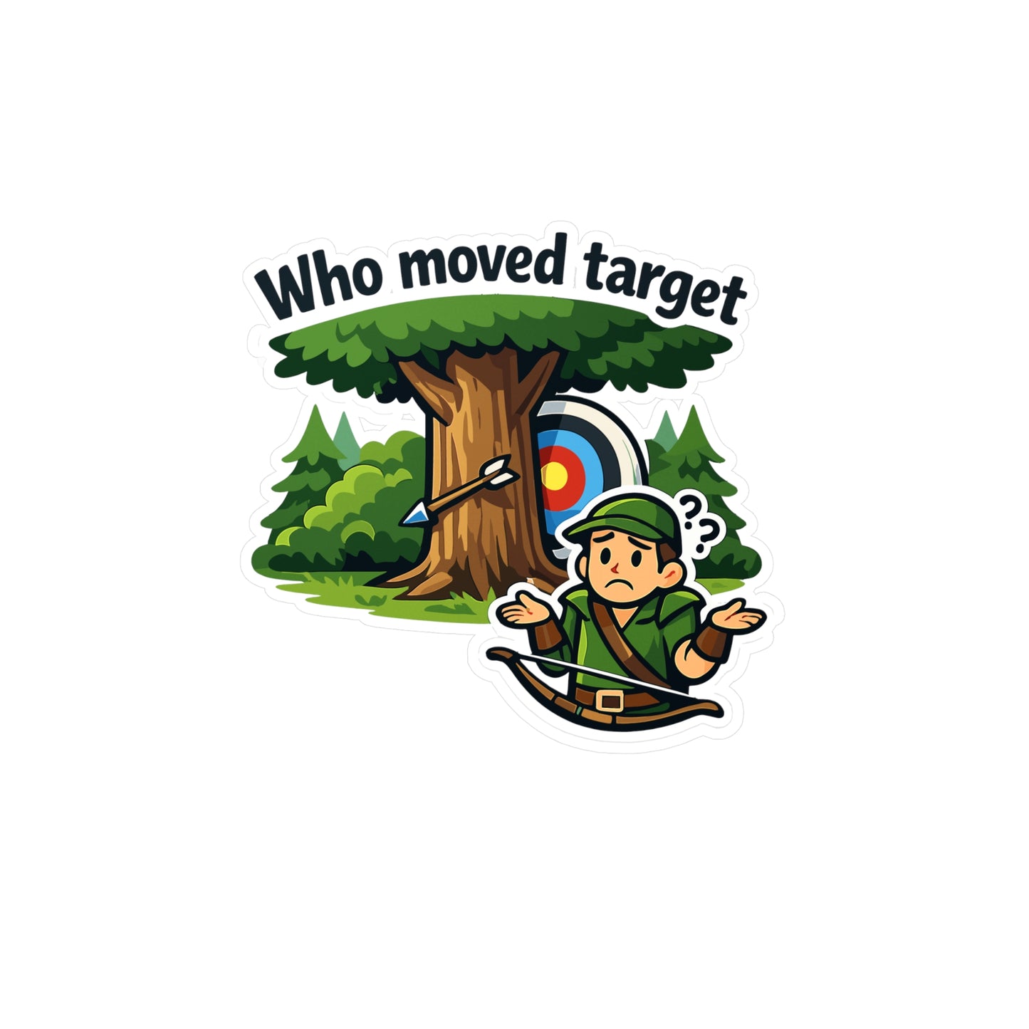 Archery Sticker Who Moved Target Funny Archer Hunting Shoot Vinyl Waterproof Decals for Laptop Water Bottle