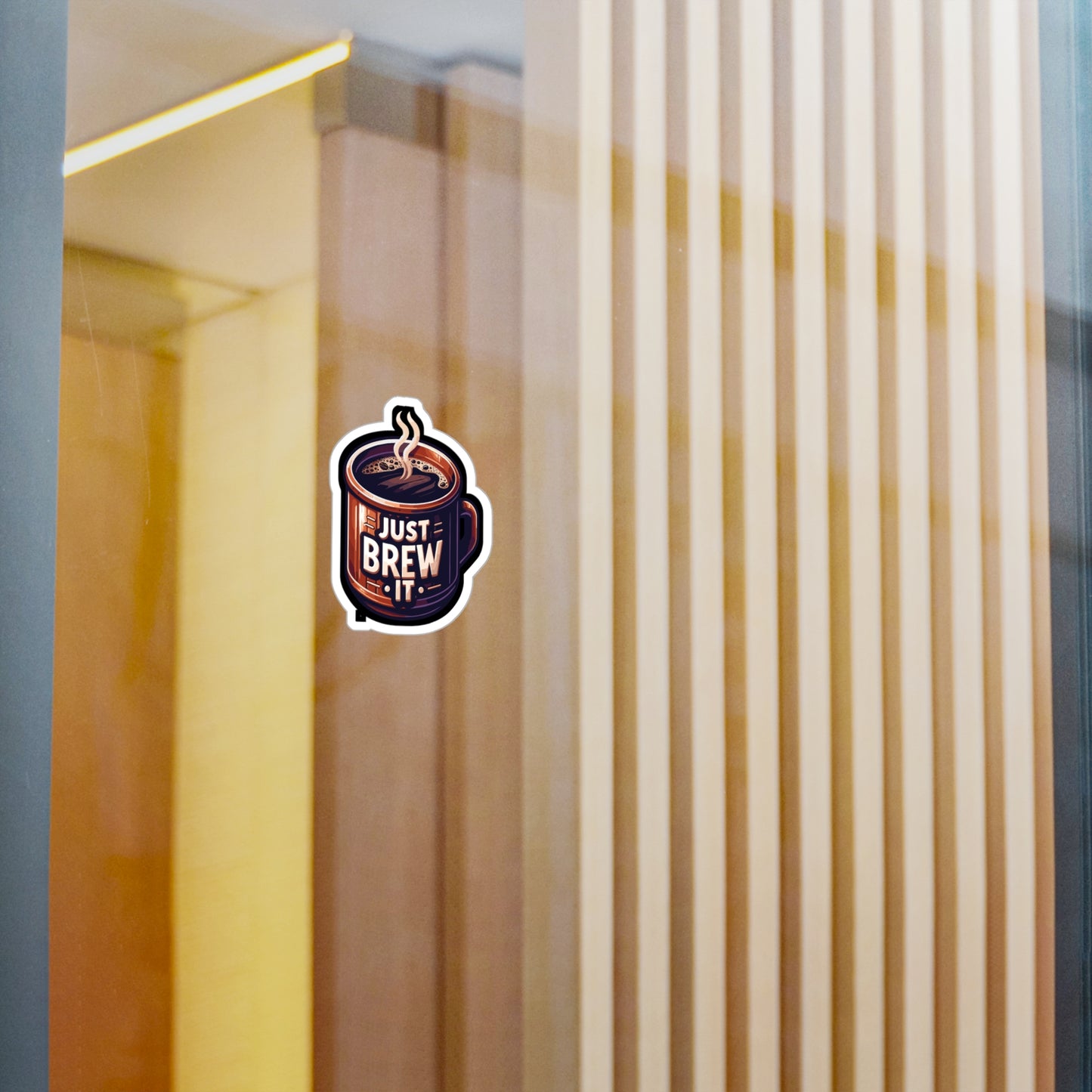 Just Brew It - Coffee Sticker for Car Laptop Sticker. Water Bottle Sticker, Vinyl Brew Decal, Caffeine Sticker - Coffee Gift