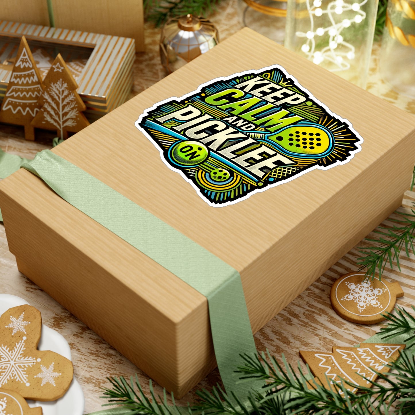 Keep Calm And Pickle On - Pickleball Sticker for Laptop Sticker. Water Bottle Sticker, Vinyl Dink Decal - Pickleball Gift