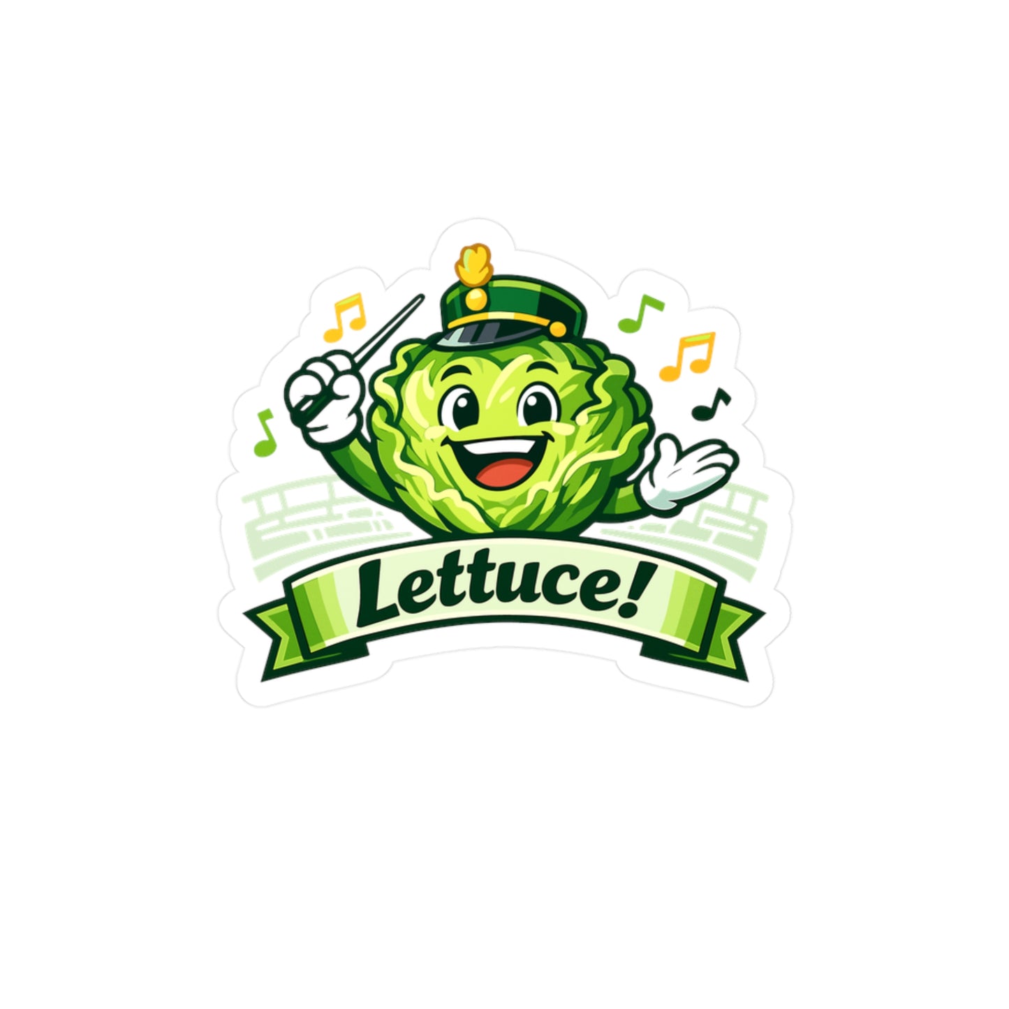 Marching Band Sticker Lettuce! Funny Drummer Band Director Mellophone Vinyl Waterproof Decals for Laptop Water Bottle