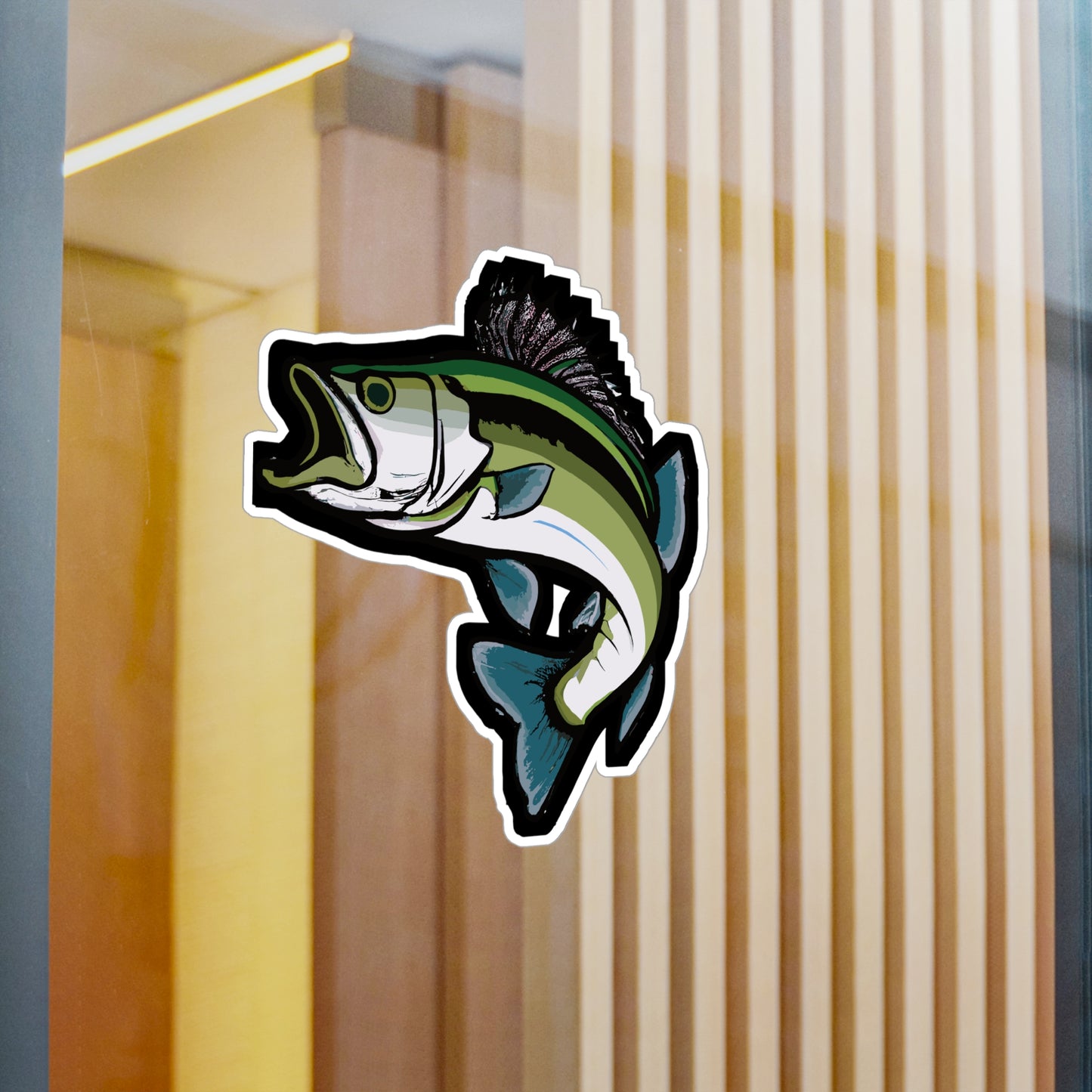 Jumping Bass Fish - Bass Sticker for Car Window Laptop Sticker. Water Bottle Sticker, Vinyl Fishing Decal, Aquatic Sticker - Bass Gift