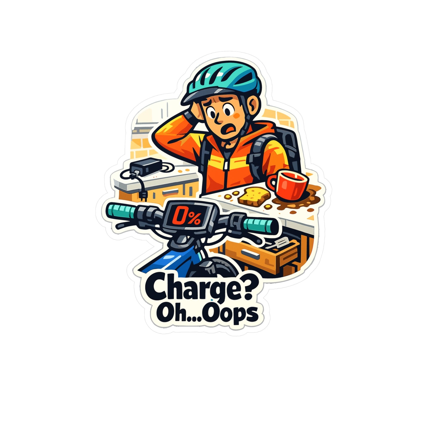 E-Bike Sticker Charge? Oh…Oops Funny Electric Bike Decals Waterproof Vinyl for Laptop Water Bottle Ecycling E Cyclist