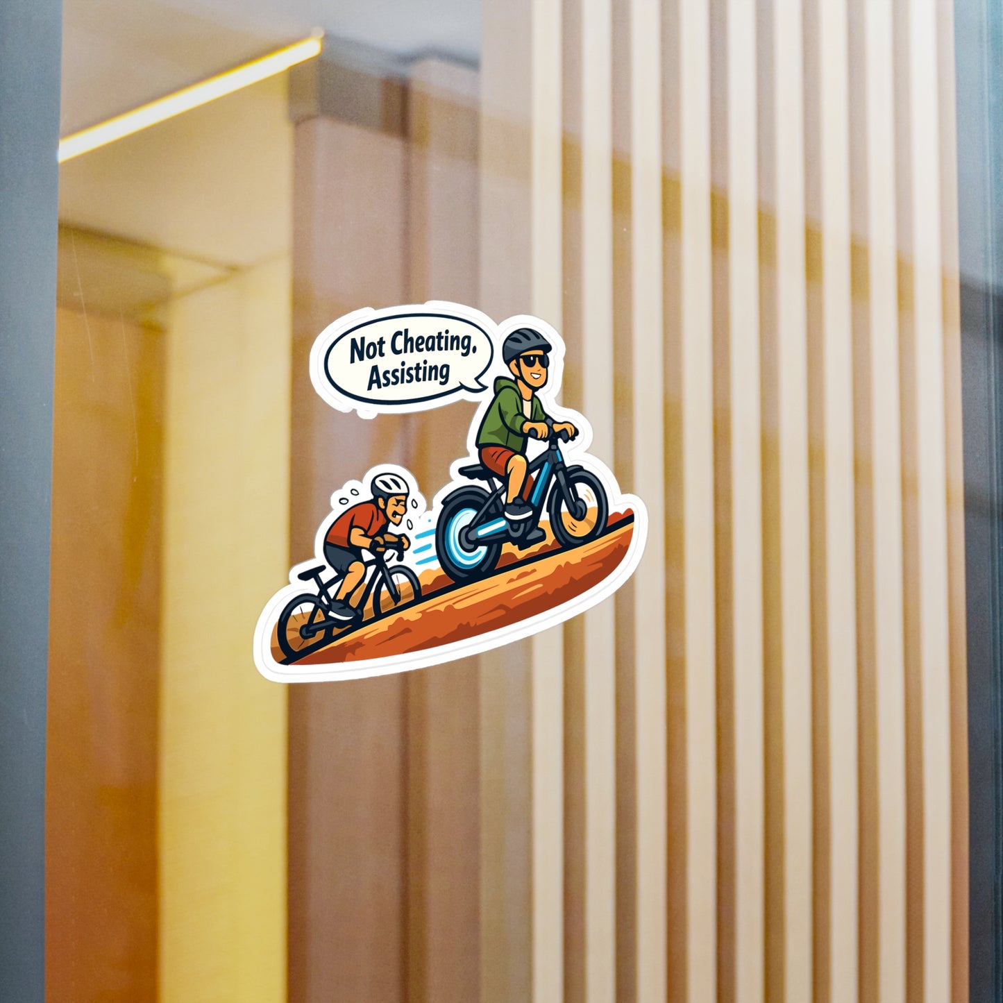 E-Bike Sticker Not Cheating, Assisting funny electric bike decals waterproof vinyl for Laptop Water Bottle ecycling e cyclist