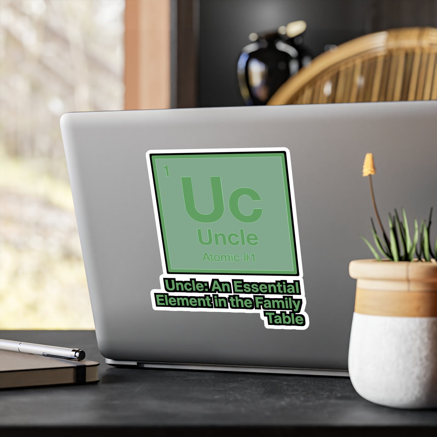 Uncle: An Essential Element - Uncle Sticker for Laptop, Water Bottle - Funny Gift for Uncles, Men, Family