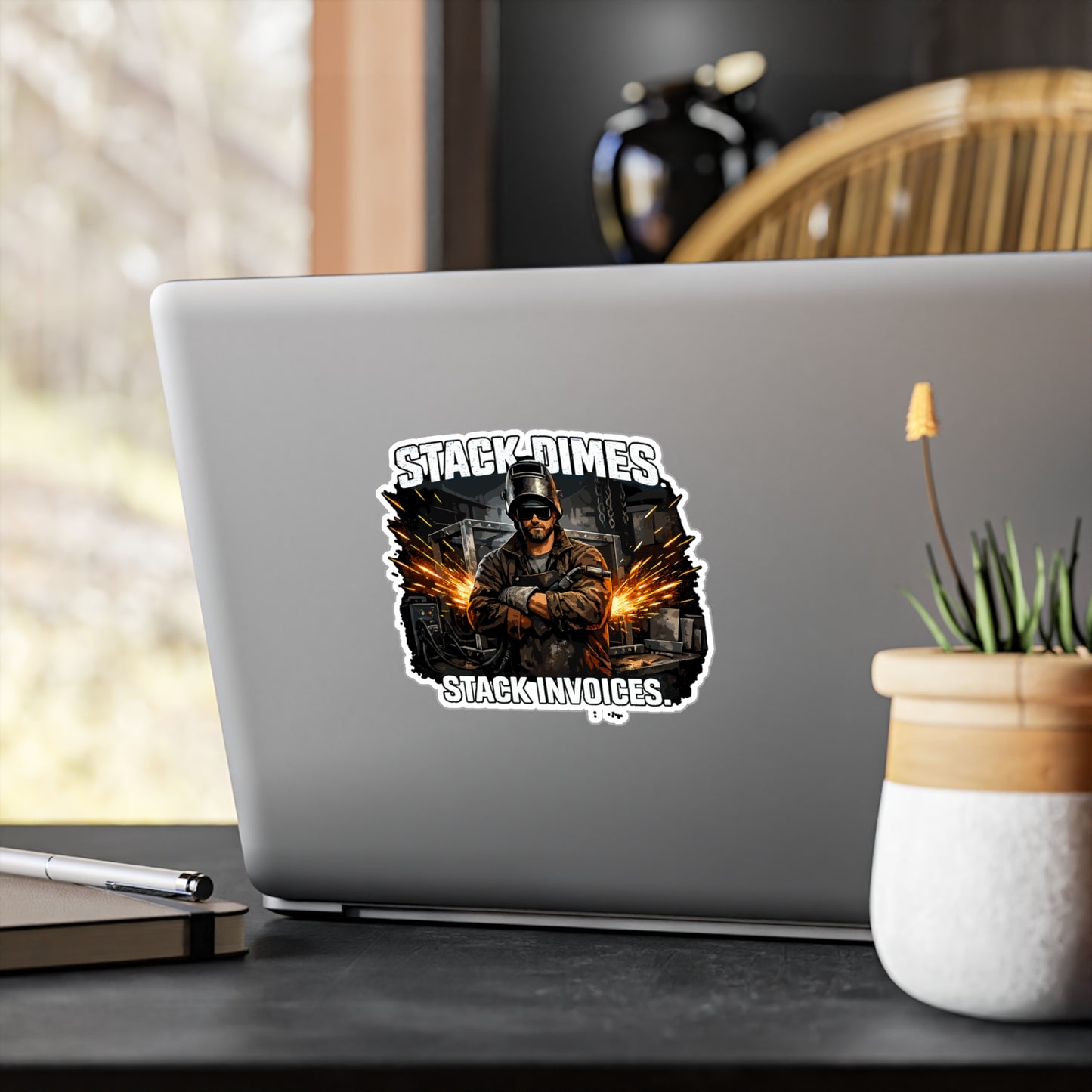 Welder Sticker “Stack dimes, stack invoices.” Welding Fabricator Decals, Waterproof Vinyl for Laptop or Water Bottle