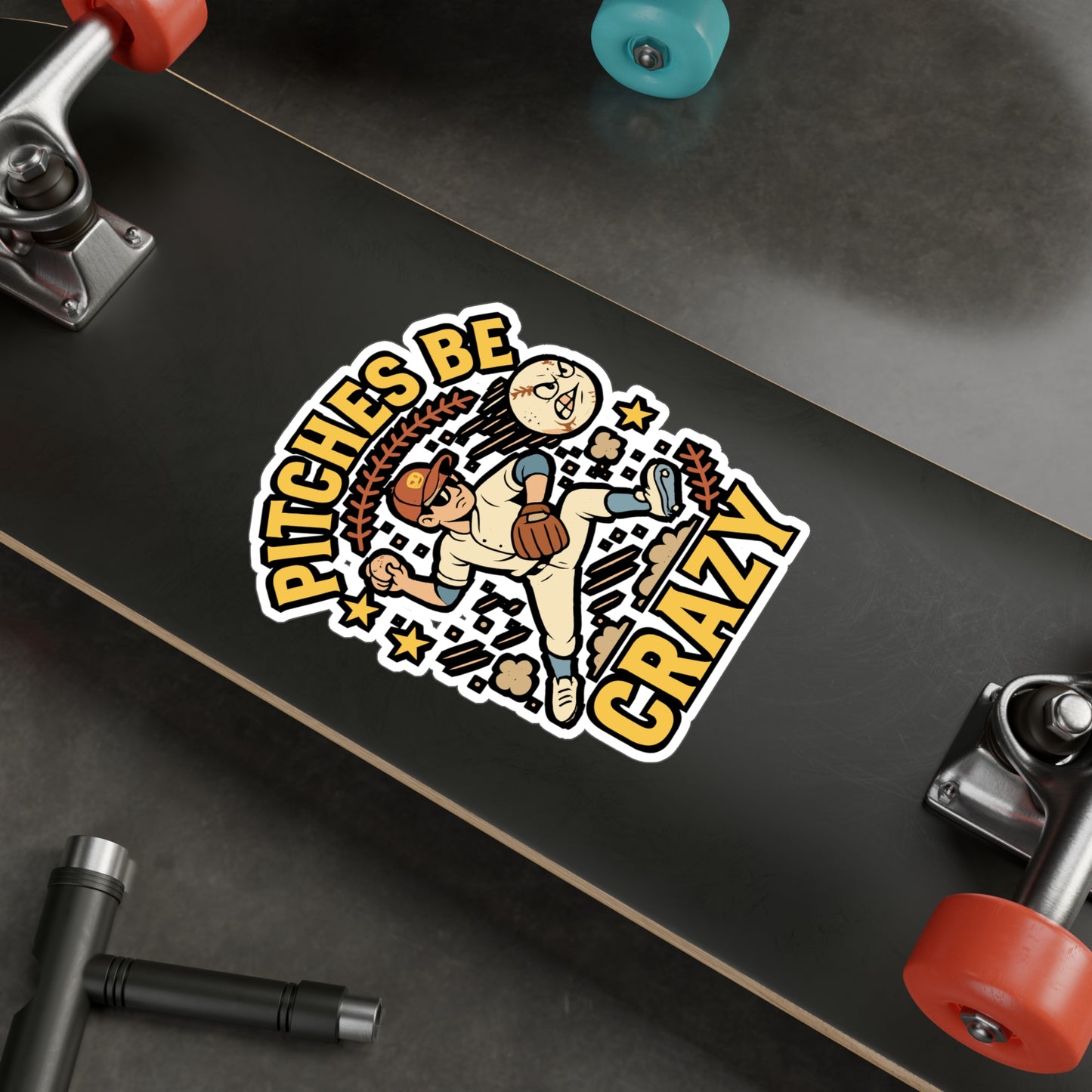Pitcher Sticker – Pitches Be Crazy Softball Decals, Waterproof Vinyl Steal Stealing Design for Laptop, Water Bottle