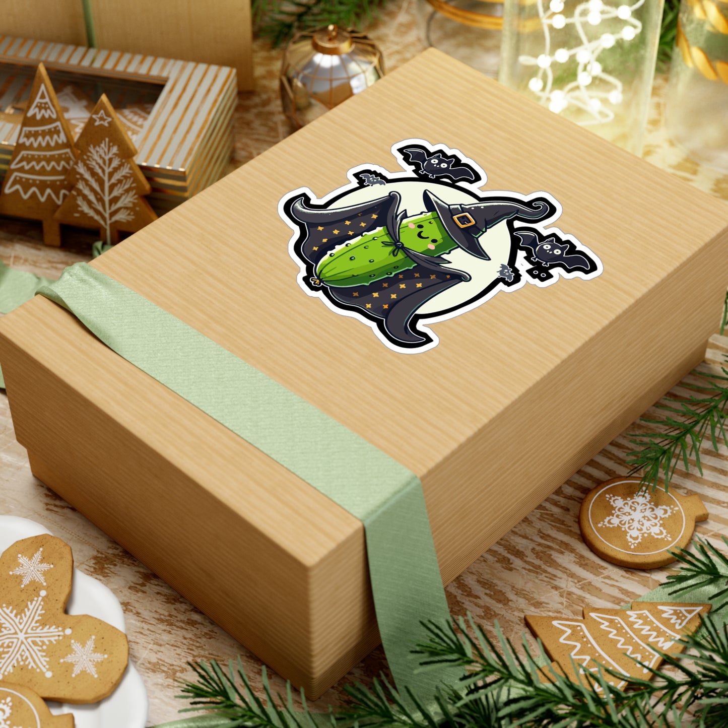 Halloween Witch Costume Cucumber Funny - Halloween Sticker for Laptop Sticker. Water Bottle Sticker, Vinyl Cucumber Decal - Halloween Gift