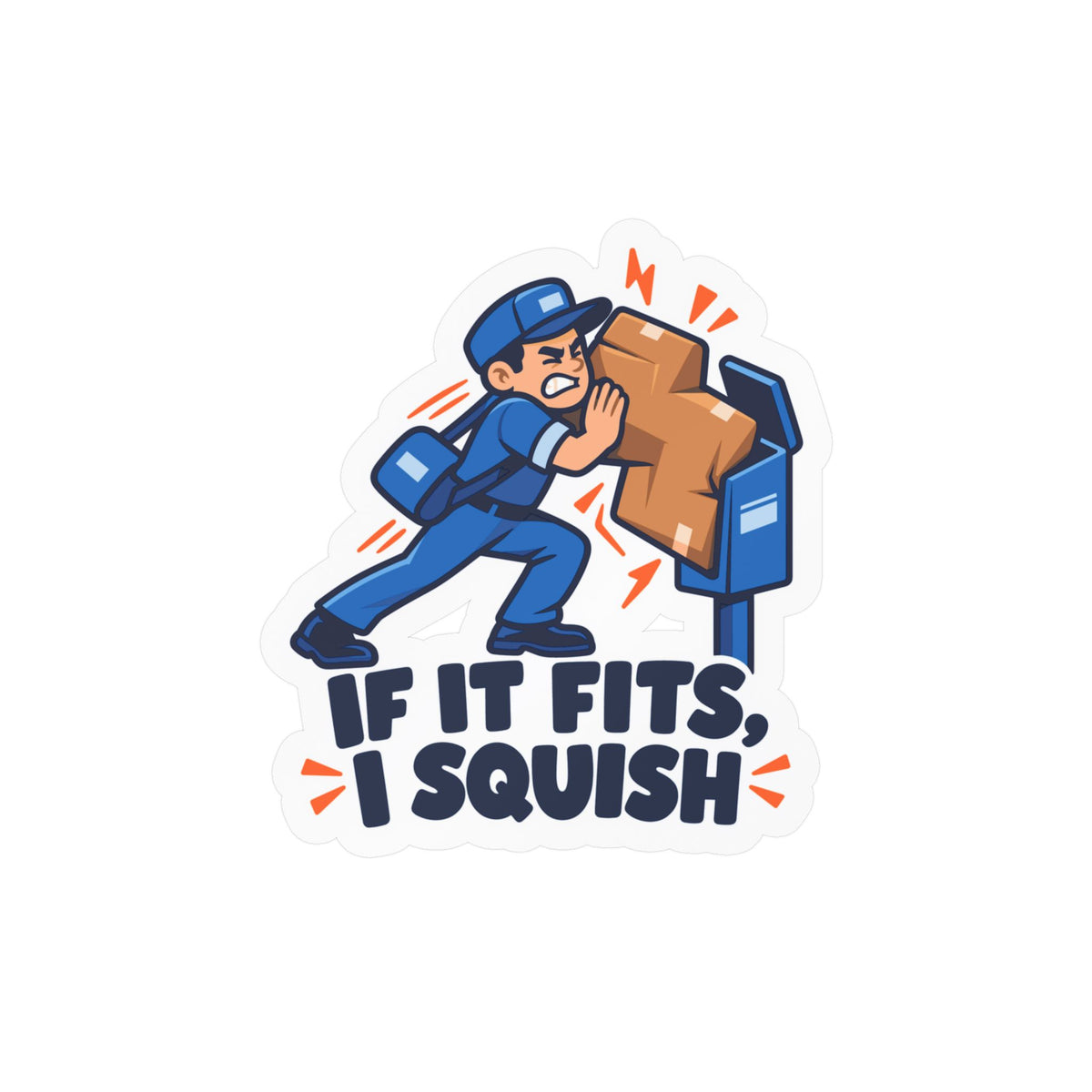 Postal Worker Sticker “If It Fits, I Squish” Funny Rural Carrier Mailbox Decals for Laptop, Water Bottle Waterproof Vinyl