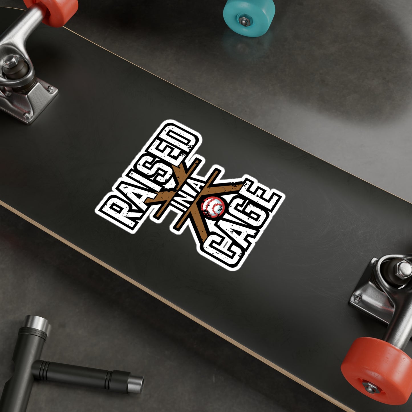 Raised in a Cage - Baseball Sticker for Car Window Laptop Sticker. Water Bottle Sticker, Vinyl Softball Decal, Game Sticker - Baseball Gift