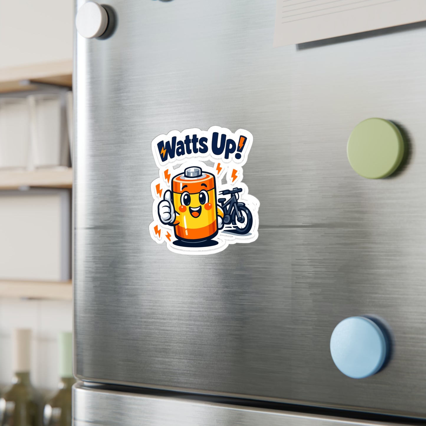 E-Bike Sticker "Watts Up!" Funny Electric Bike Decals for E Cycling, E Cyclist – Waterproof Vinyl for Laptop, Water Bottle