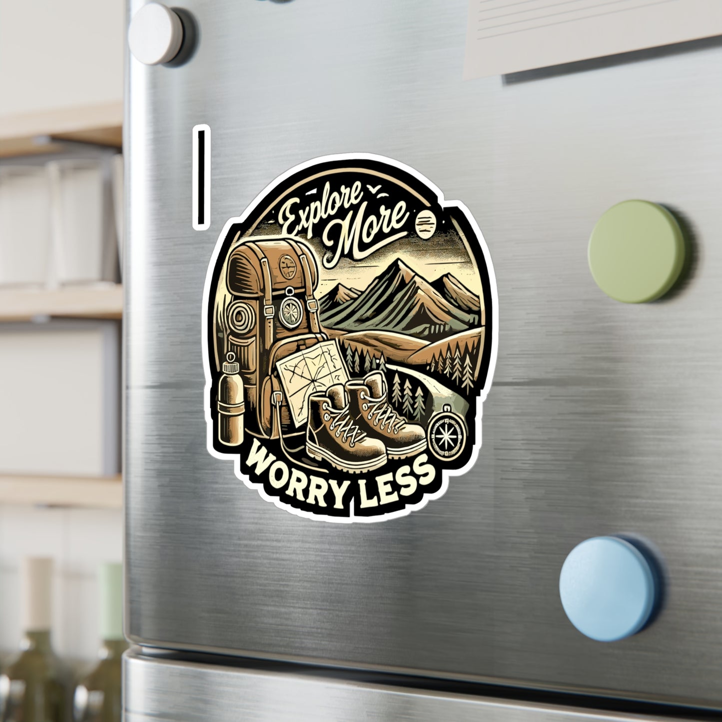 Explore More, Worry Less - Explore Sticker for Laptop Sticker. Water Bottle Sticker, Vinyl Adventure Decal - Explore Gift