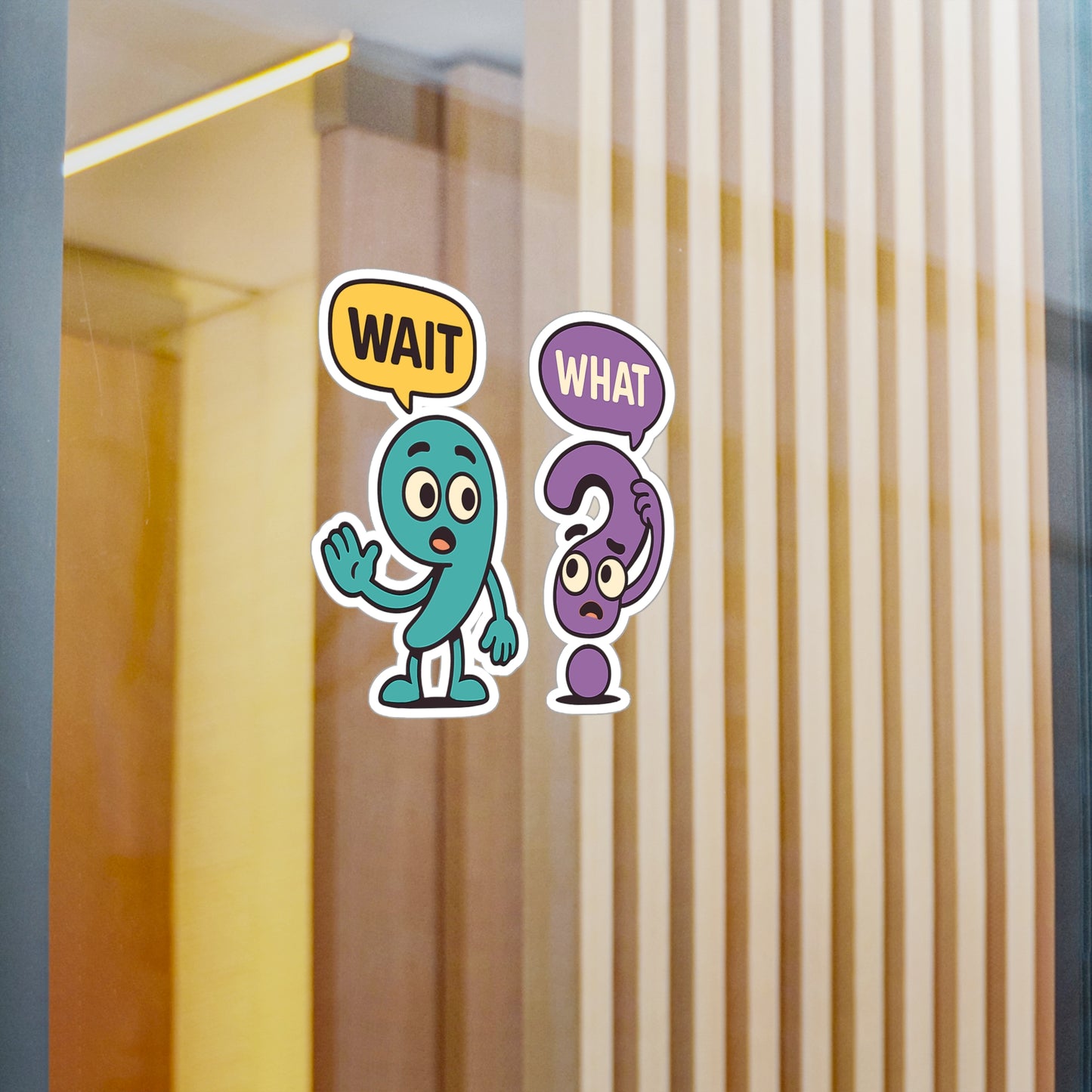 Punctuation Sticker – "Wait What" Decals for Laptop & Water Bottle, Grammar & Linguistics Gift, Waterproof Vinyl Writing Accessory