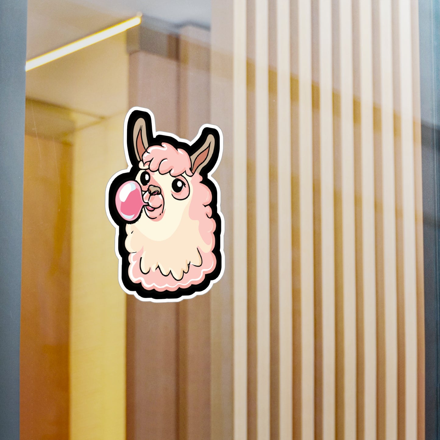 Llama with Bubblegum - Llama Sticker for Car Window Laptop Sticker. Water Bottle Sticker, Vinyl Bubblegum Decal, Quirky Sticker - Llama Gift