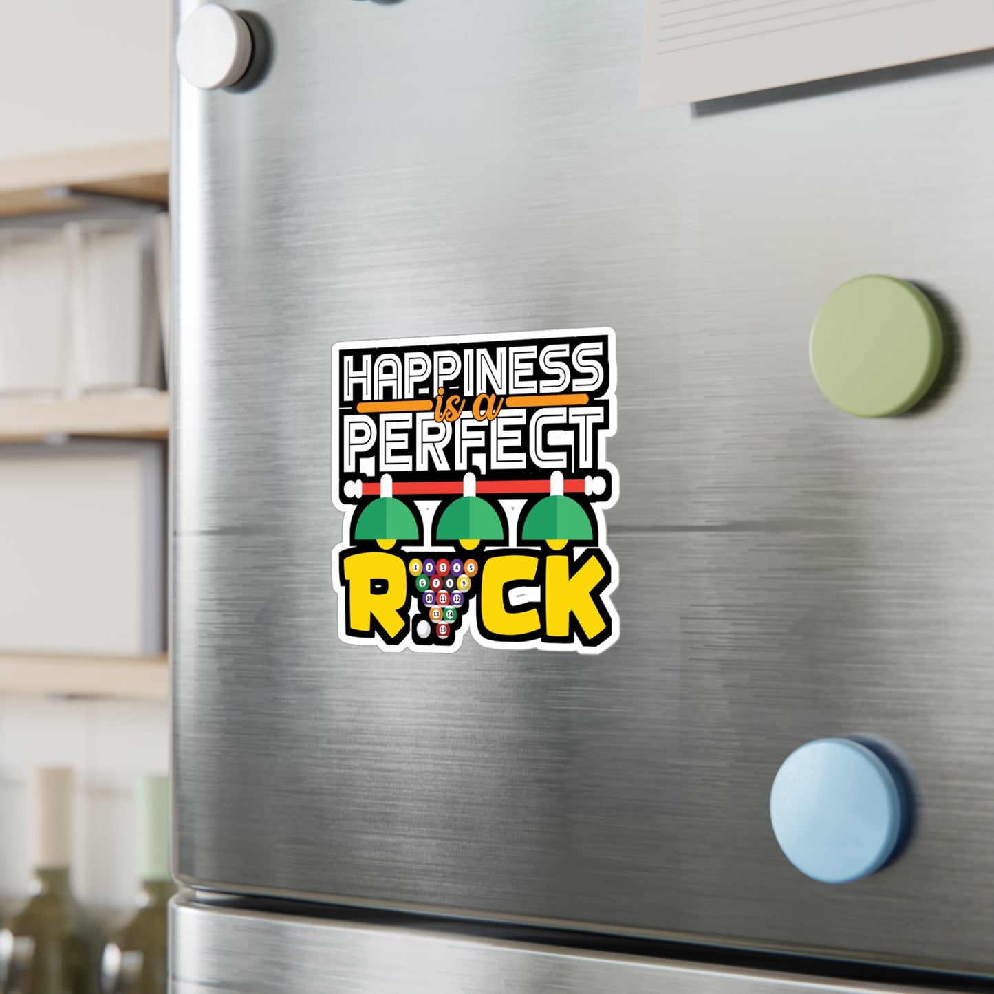 Happiness is a Perfect Rick - Billiards Sticker for Laptop Sticker. Water Bottle Sticker, Vinyl Pool Decal - Billiards Gift