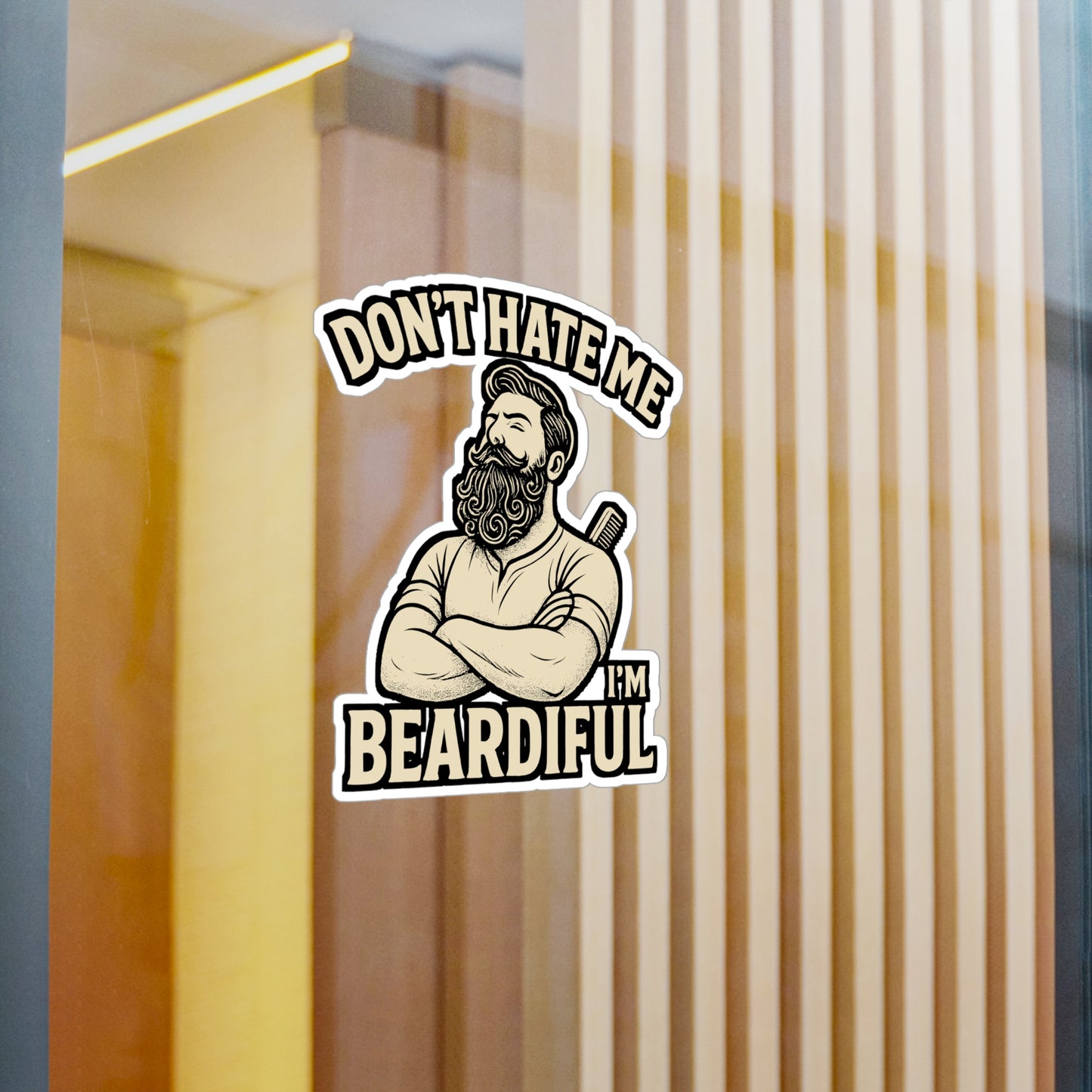 Bearded Sticker – Don't Hate Me Because I'm Beardiful Decals for Laptop, Water Bottle – Funny Goatee, Beard Gift, Waterproof Vinyl