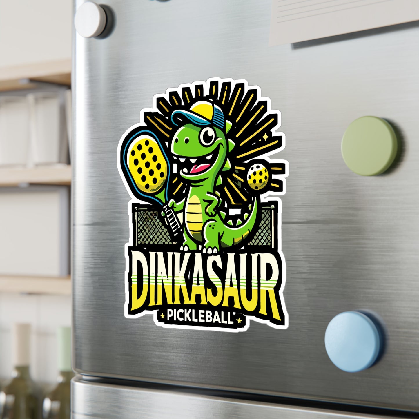 Dinkasaur - Pickleball Sticker for Car Window Laptop Sticker. Water Bottle Sticker, Vinyl Dink Decal, Cucumber Sticker - Pickleball Gift