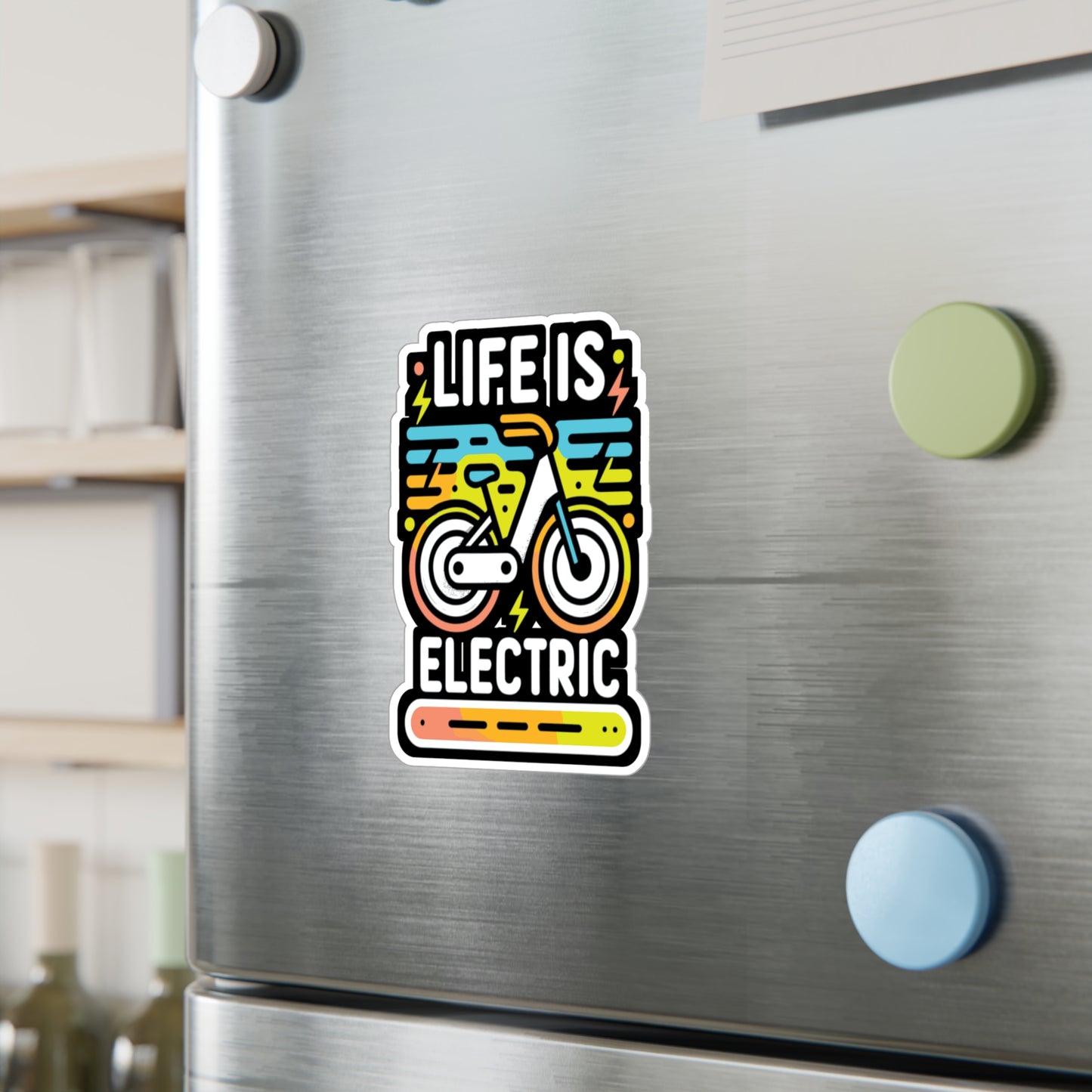 Life Is Electric  - E-bike Sticker for Laptop Sticker. Water Bottle Sticker, Vinyl Electric-bike Decal - E-bike Gift