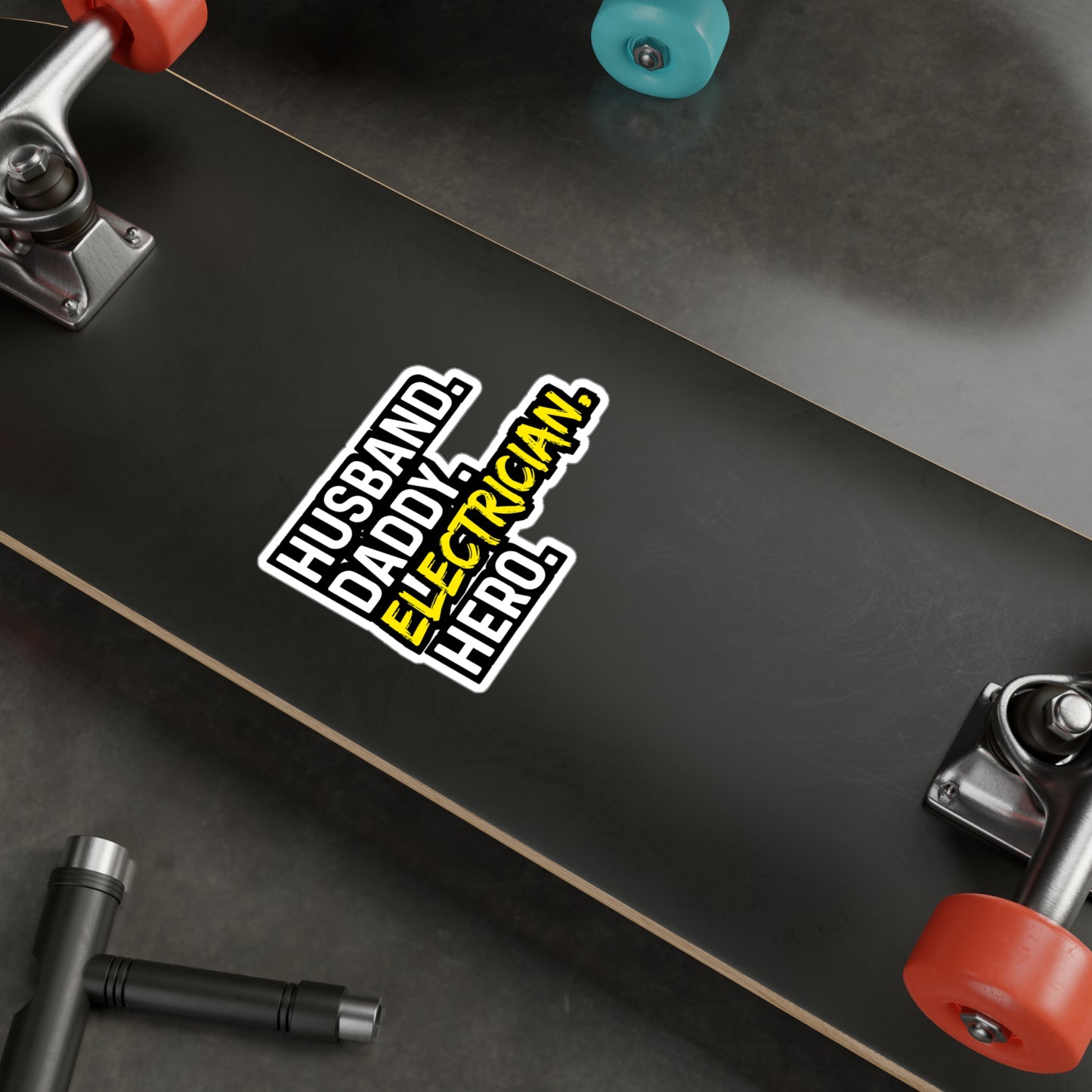 Husband Daddy Electricia Hero - Electrician Sticker for Wall, Laptop, Window, Truck, Car Electrician Gift Vinyl Stripper Decal Sticker