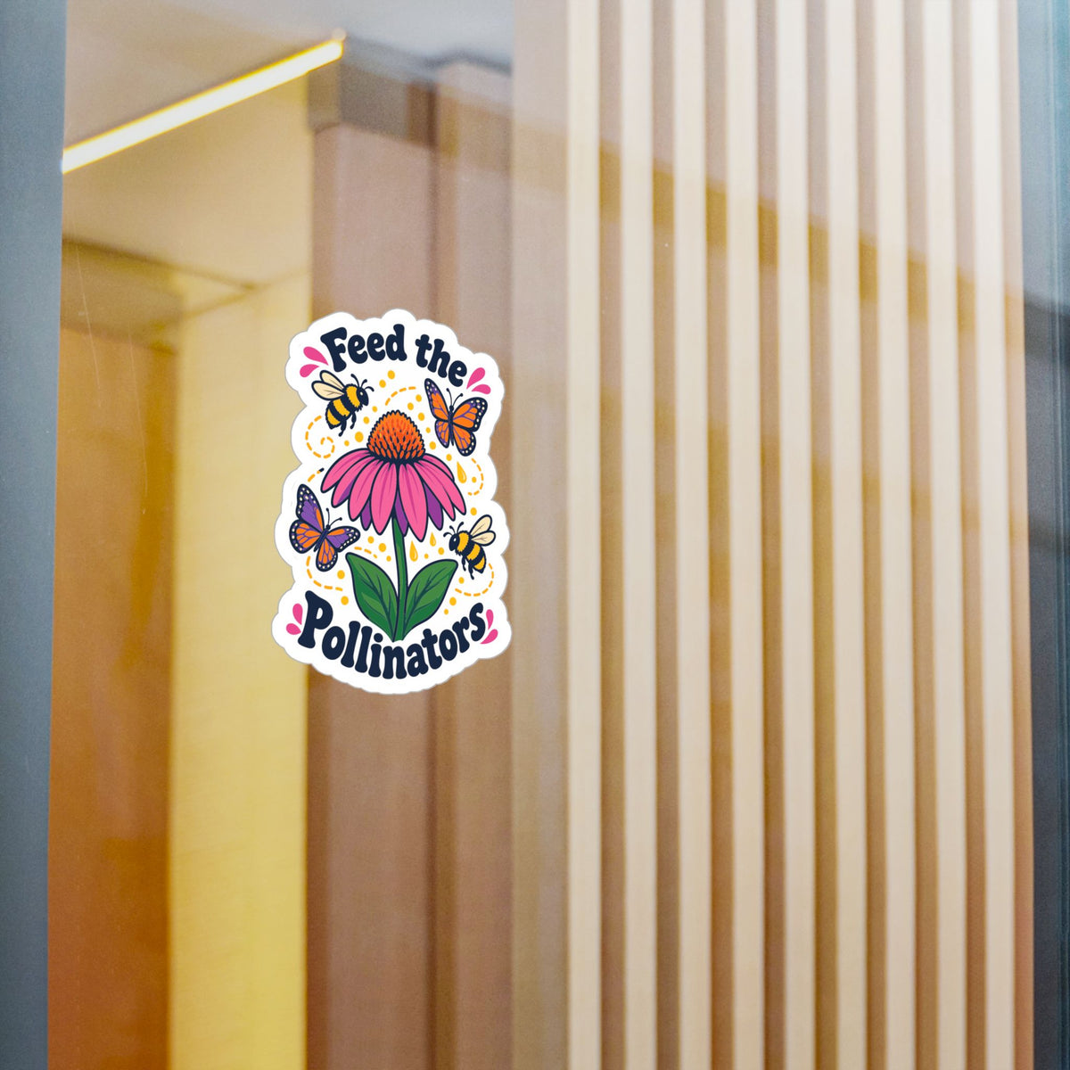Plants Sticker - Feed The Pollinators Dandelion Design, Nature-Inspired Decals for Laptop and Water Bottle, Friendship Gift