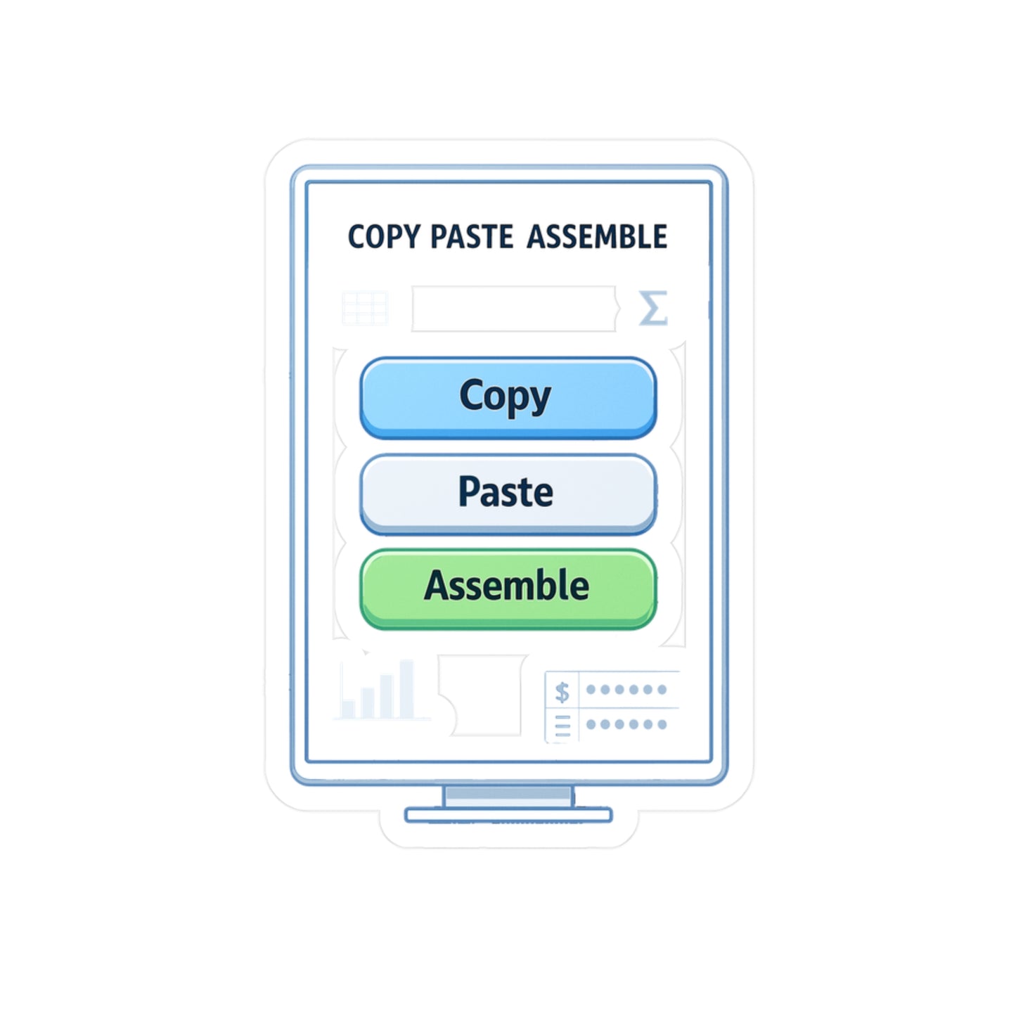 Accountant Sticker Copy Paste Assemble Funny Finance Decals for Laptop Water Bottle Waterproof Vinyl Balance Spreadsheet Amortization