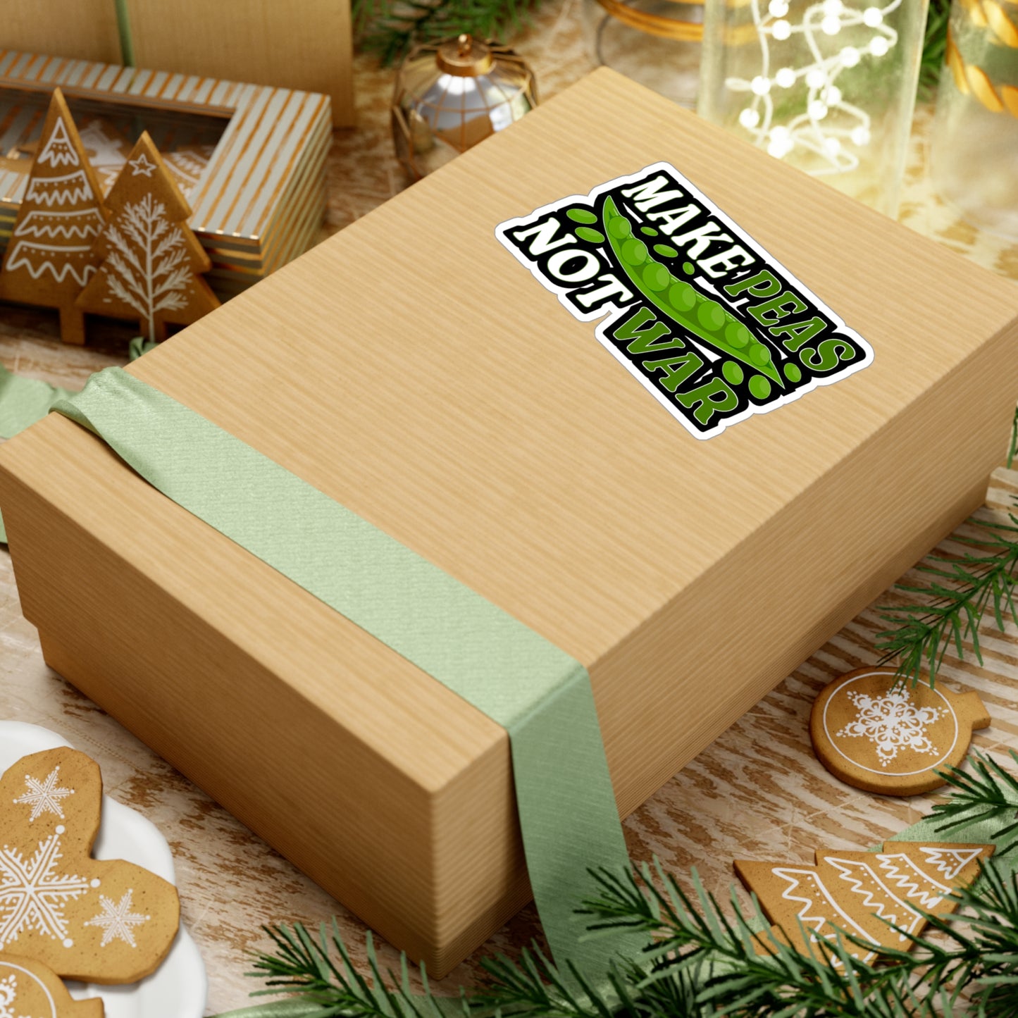 Make peas, not war - Plant-based Sticker for Laptop Sticker. Water Bottle Sticker, Vinyl Vegan Decal - Plant-based Gift