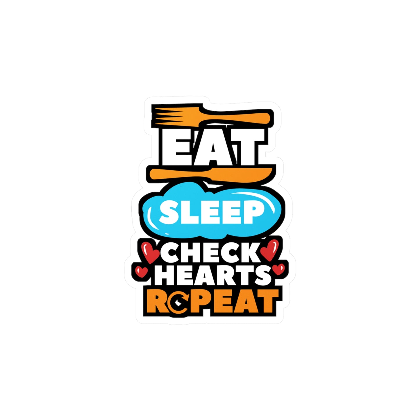 Eat Sleep Check Hearts Repeat Cardiac Nurse - Cardiac nurse Sticker for Laptop Sticker. Water Bottle Sticker, Vinyl Cath-lab Decal - Cardiac nurse Gift