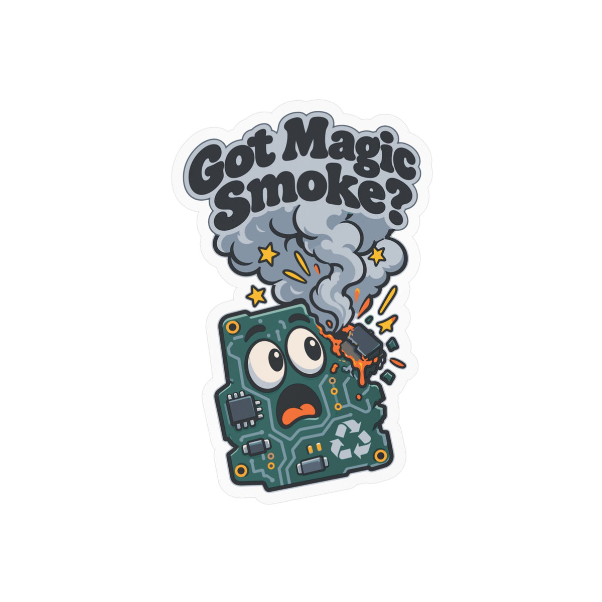 Upcycling Sticker Got Magic Smoke – Art Decals for Laptop and Water Bottle, Celebrating Recycling and Sustainability
