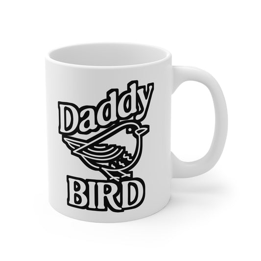 Daddy Bird - Birdwatcher Mug for Coffee 11oz. Birdwatcher Cup, White ceramic, Binocular Mug, Bird nerd Tea Cup - Birdwatcher Gift