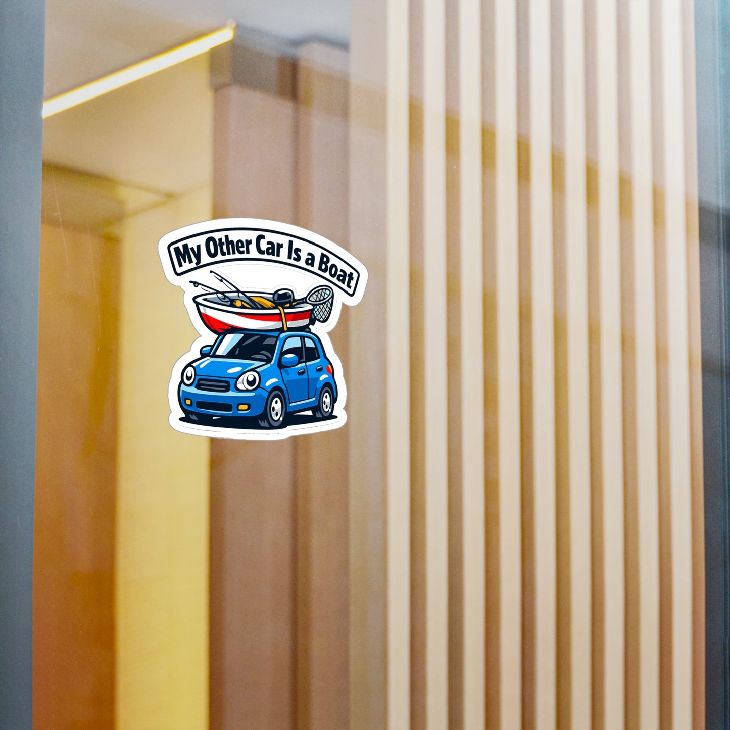 Fishing Sticker My Other Car Is a Boat Funny Angling Lake Boating Vinyl Waterproof Decals for Laptop Water Bottle